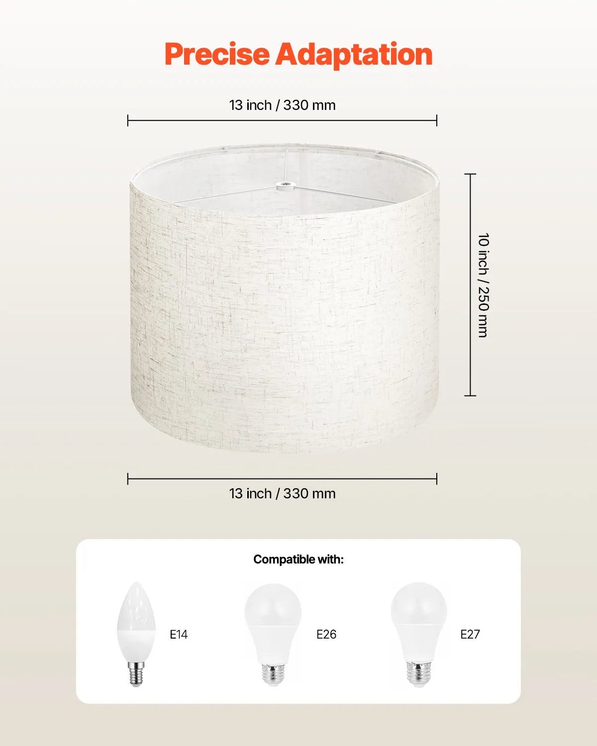 VEVOR Drum Lamp Shade 13 x 13 x 10 inches Medium Round Lampshade (Light Linen)