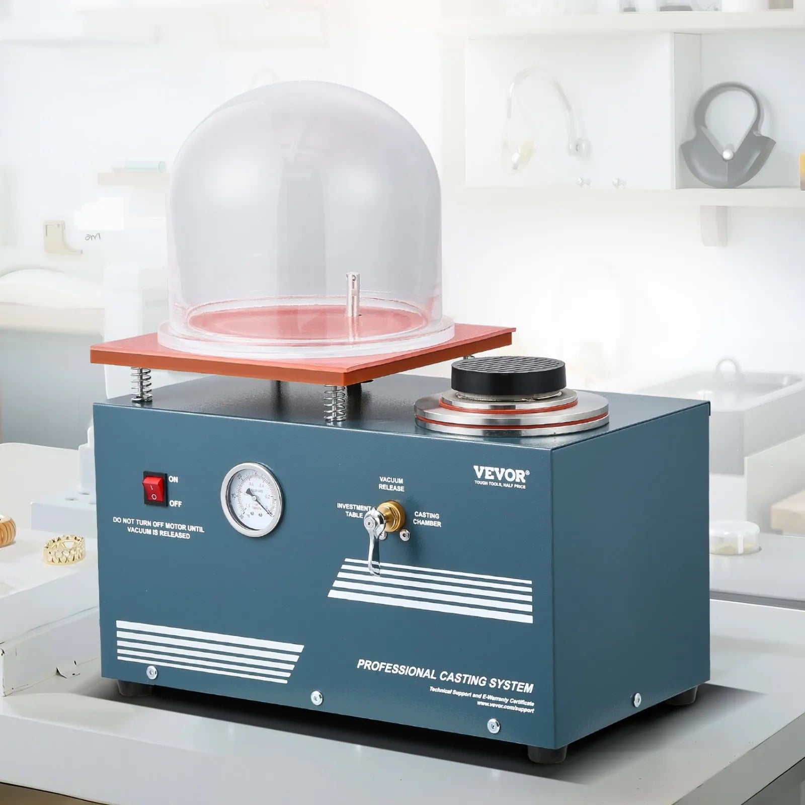 VEVOR Vacuum Investing Casting Machine 290W Power 3CFM Pump Bell Jar for Jewelry