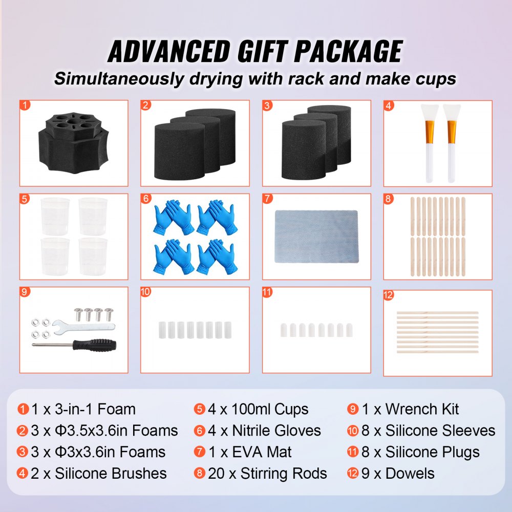 VEVOR 6 Cup Turner Multi Tumbler Spinner Six-Arm Crafts for Glitter Epoxy DIY