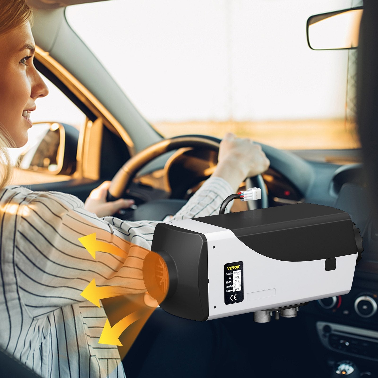 VEVOR 5KW Diesel Air Heater 10L Tank Diesel Heater 12V Diesel Parking Heater Muffler with LCD Thermostat and Remote Control for RV Bus Trailer Motor-home and Boats