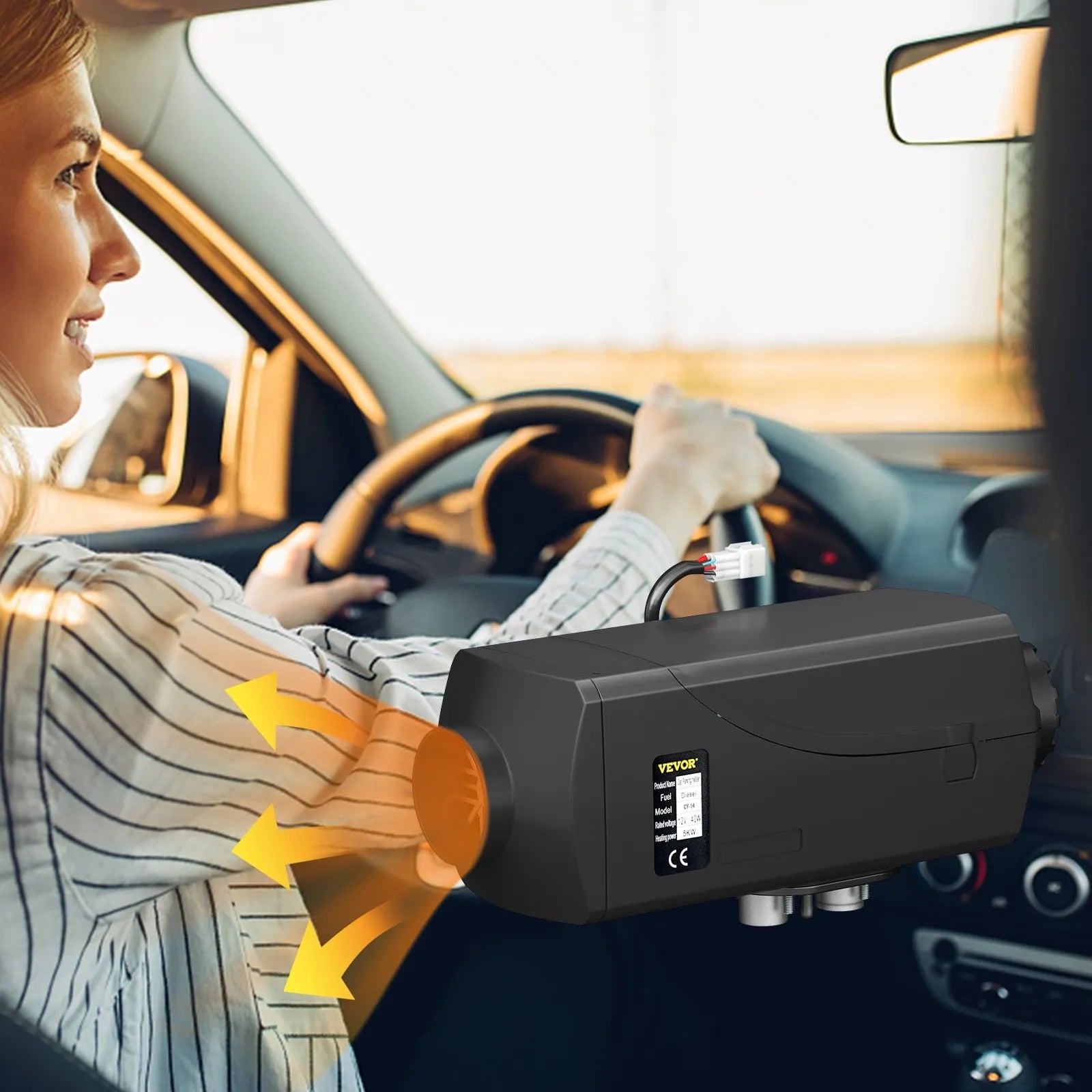 VEVOR 5KW 12V Diesel Air Heater with LCD Monitor and Remote Control, Parking Heater with Silencer for Truck, Car, Boat, Trailer