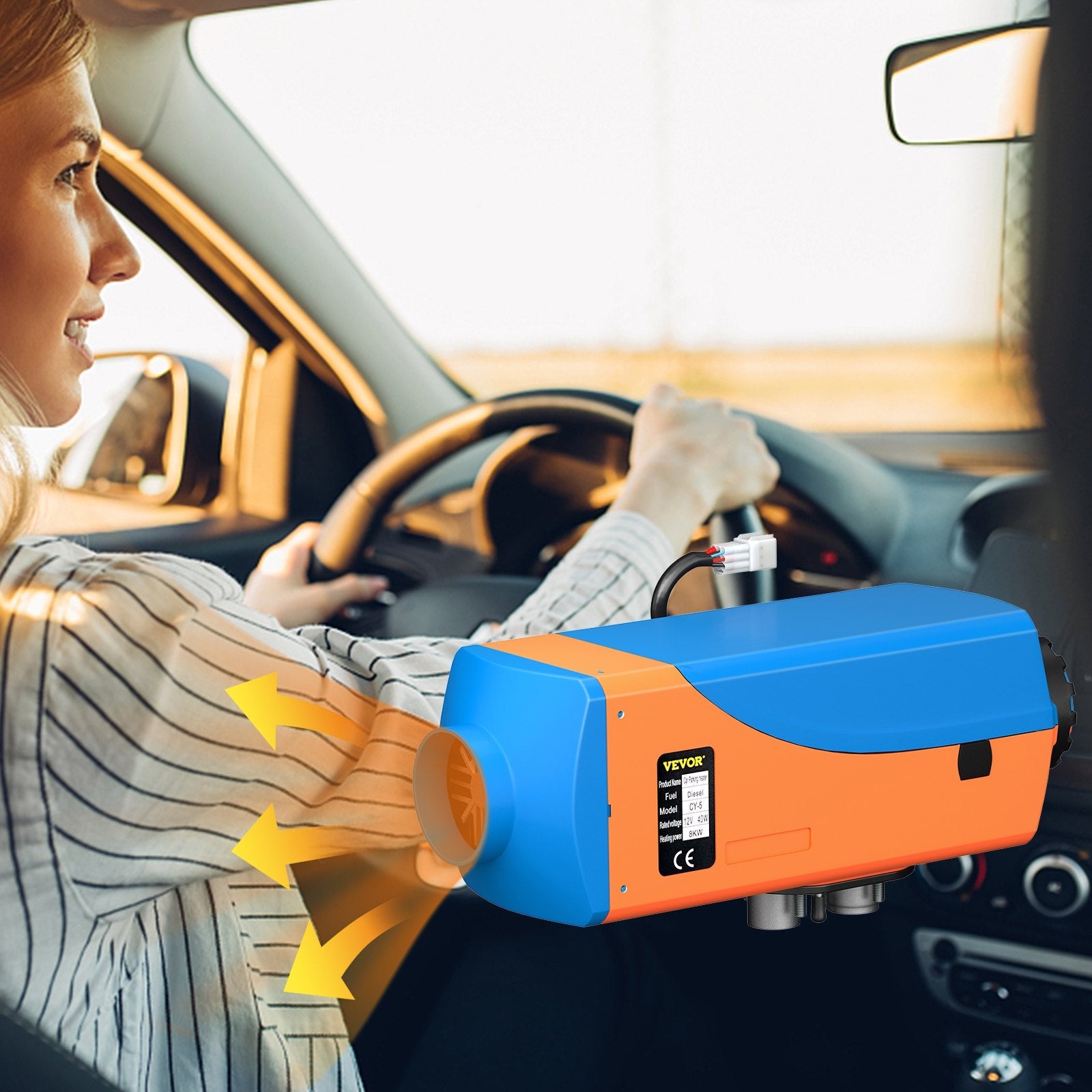 VEVOR Diesel Heater 12V Diesel Air Heater 8KW Diesel Parking Heater Remote Control with Blue Lcd Switch for Car Trucks Motor-home Boat Bus CAN (Blue & Orange)