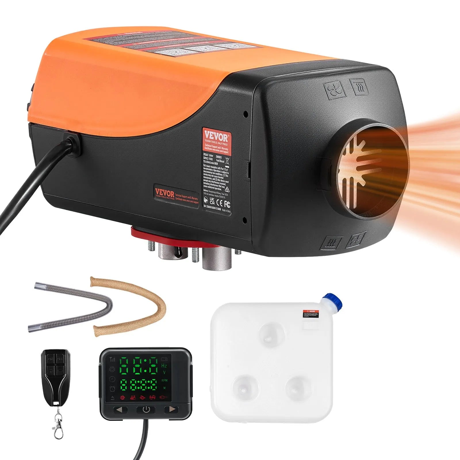 VEVOR 8 kW Diesel Air Heater DC12-24V with Remote & LCD, 10L Fuel Tank, Low Noise for RV, Truck, Boat
