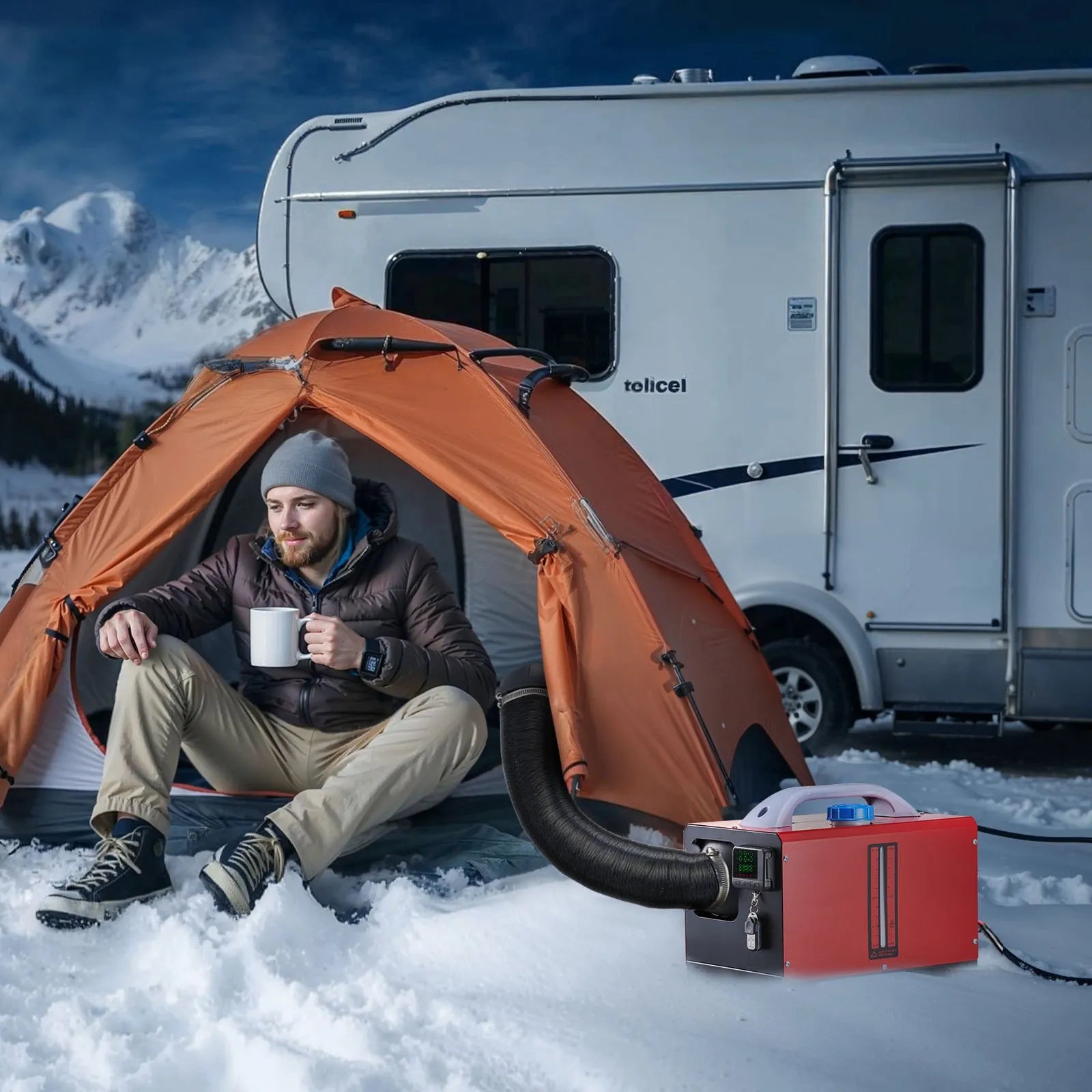 VEVOR 8 kW Diesel Air Heater – DC12-24V Fast Heating with Remote Control and Black LCD, Low Noise, Pre-Heating Function for RV, Truck, Camper, Van, Boat, and Trailer