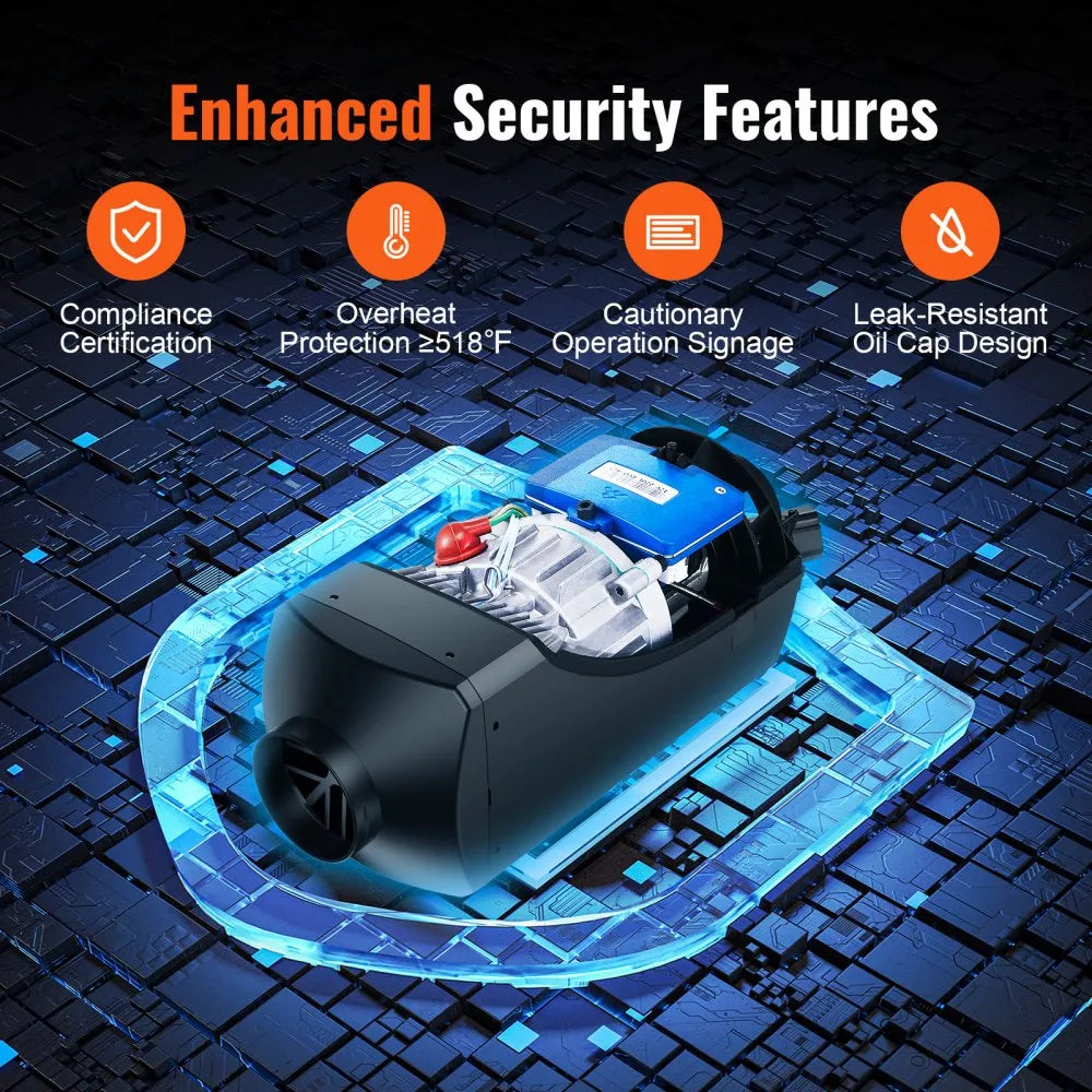 VEVOR Bluetooth App Control Diesel Air Heater, 12V 2KW Diesel Heater with Automatic Altitude Adjustment, Remote Control and LCD – Diesel Parking Heater for RV, Trailer, Camper, Van, Boat