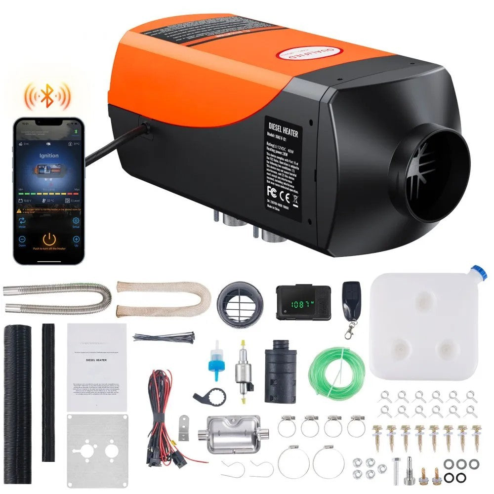 12V 2KW Diesel Air Heater with Bluetooth App Control and Remote