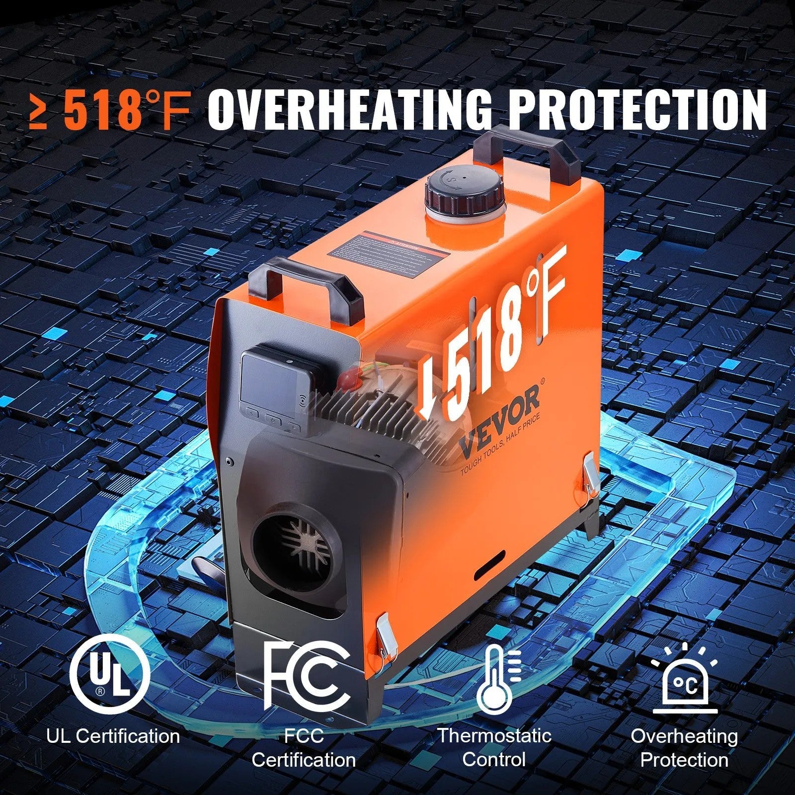 VEVOR Diesel Air Heater, 12V 5KW All-on-one Diesel Heater with Remote Control and LCD Display, 5L Fuel Tank Portable Diesel Parking Heater, Rapid Heating for RV Trailer Camper Van Boat And Indoors