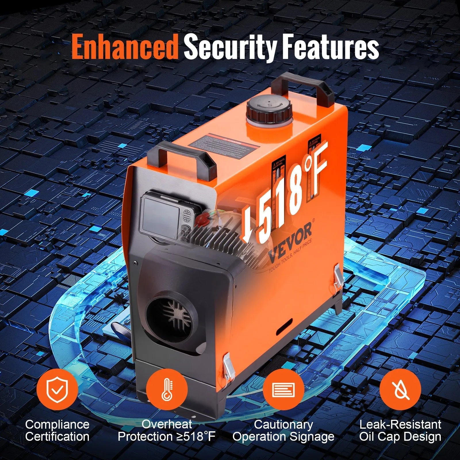 VEVOR 5 KW Diesel Air Heater, Bluetooth App Control All-on-one Diesel Heater with Automatic Altitude Adjustment, Remote Control and LCD, Portable Parking Heater for RV Trailer Camper Van Boat