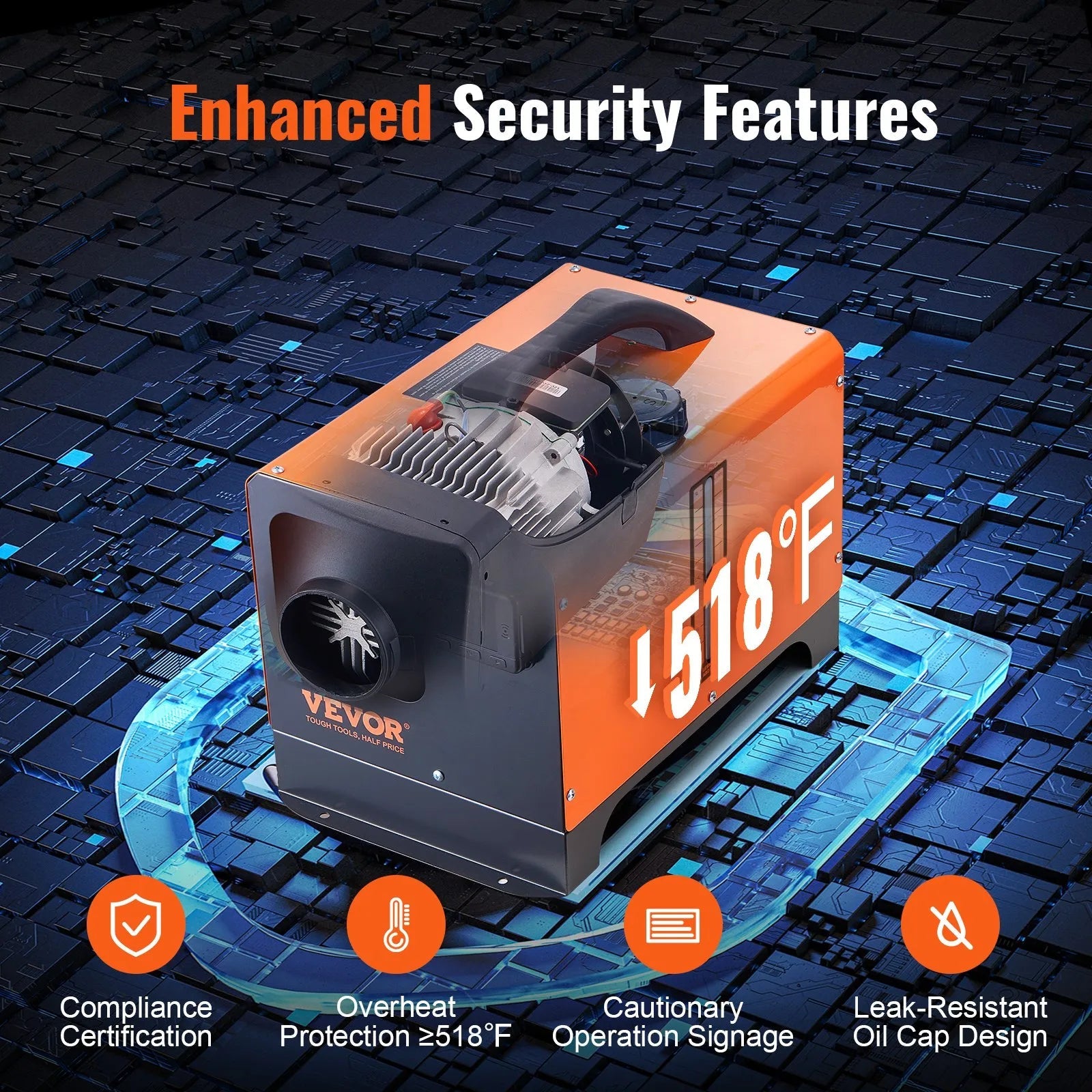 VEVOR 5KW 12V All-in-One Diesel Air Heater with LCD Display and Remote Control, 5L Fuel Tank, Portable Diesel Parking Heater for RV, Trailer, Camper, Van, and Boat