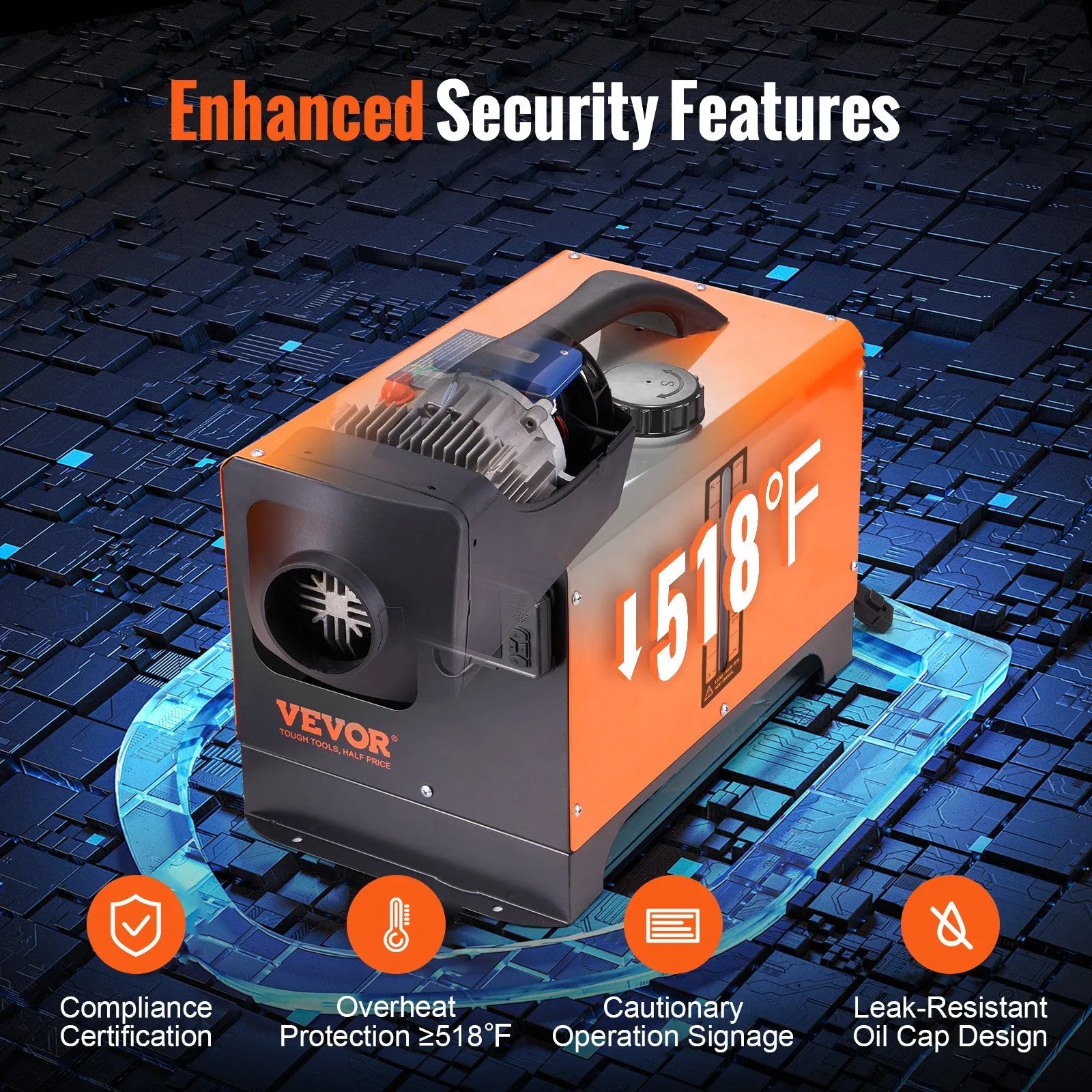 VEVOR 5 KW Diesel Air Heater – Bluetooth App Control, Remote, LCD & Automatic Altitude Adjustment for RV, Camper, Trailer, Boat