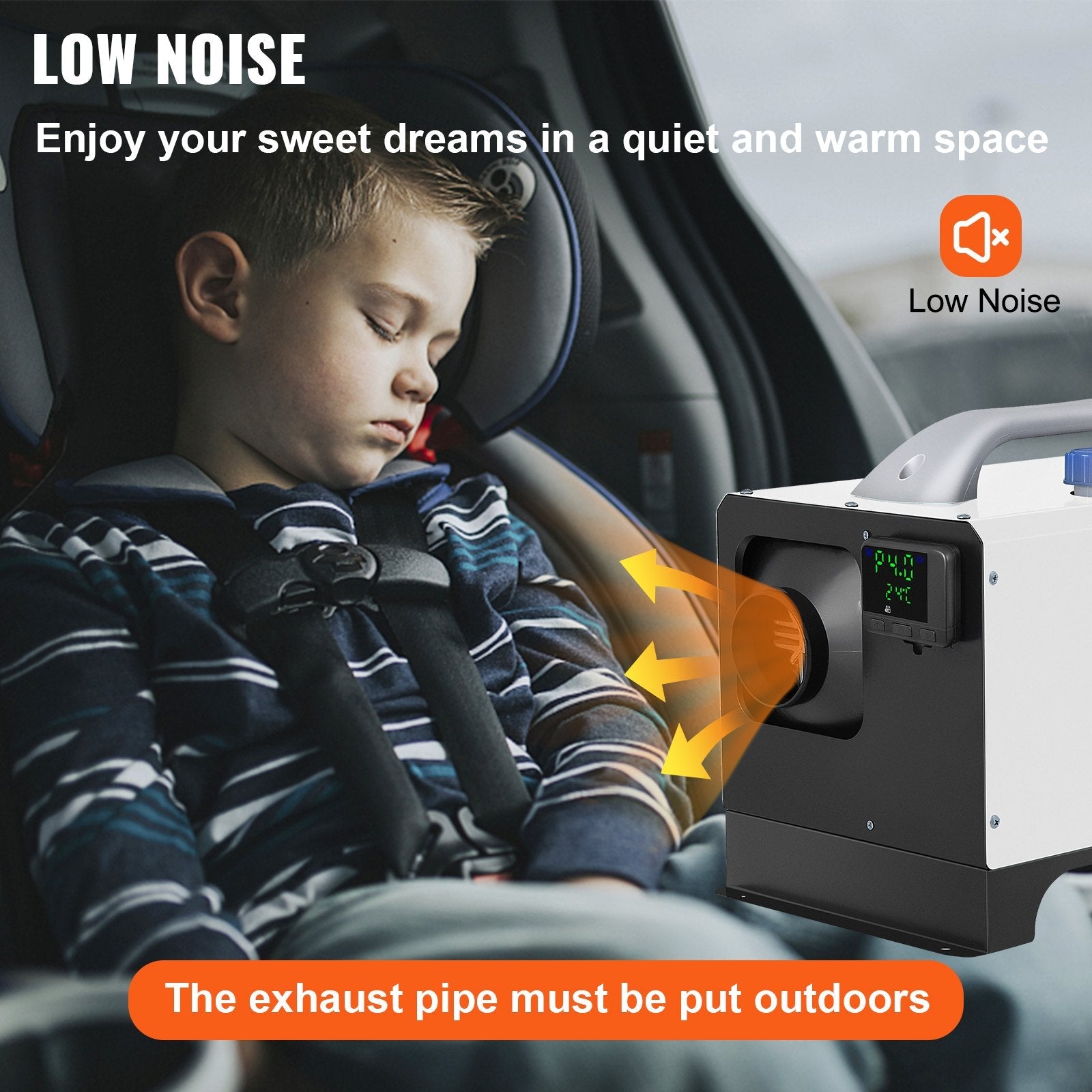 VEVOR Diesel Air Heater 8KW Parking Heater 12V Truck Heater, One Air Outlet, with Black LCD Switch, Remote Control, Fast Heating Compact Diesel Heater, For Car, RV Truck, Boat, Campervans, Caravans