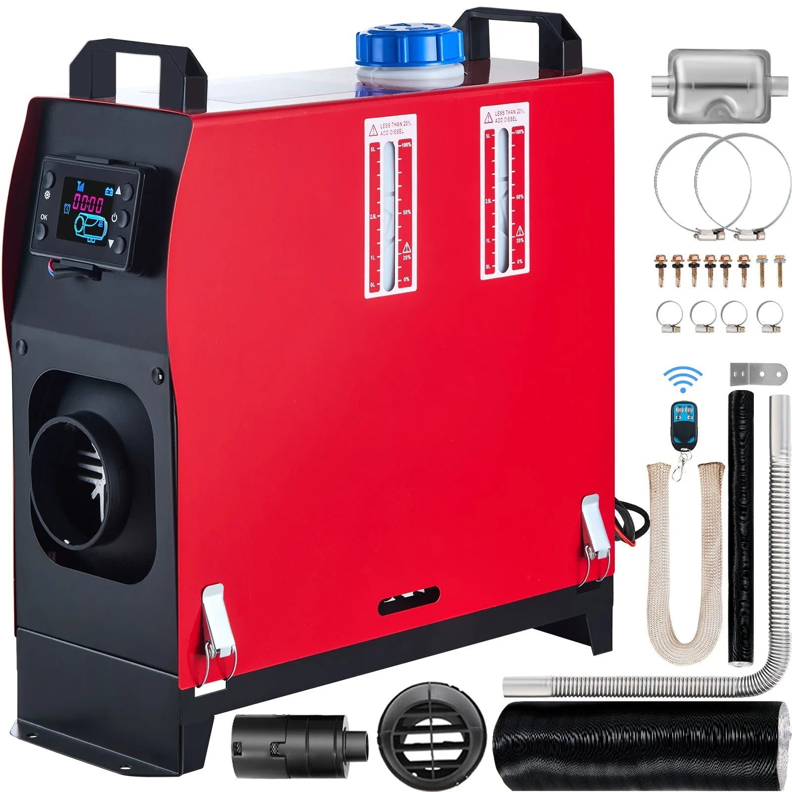 VEVOR 5KW Diesel Air Heater – All-in-One 12V Parking Heater with LCD & Remote Control, Low Noise, Fast Heating for RVs, Motorhomes, Buses, and Trailers