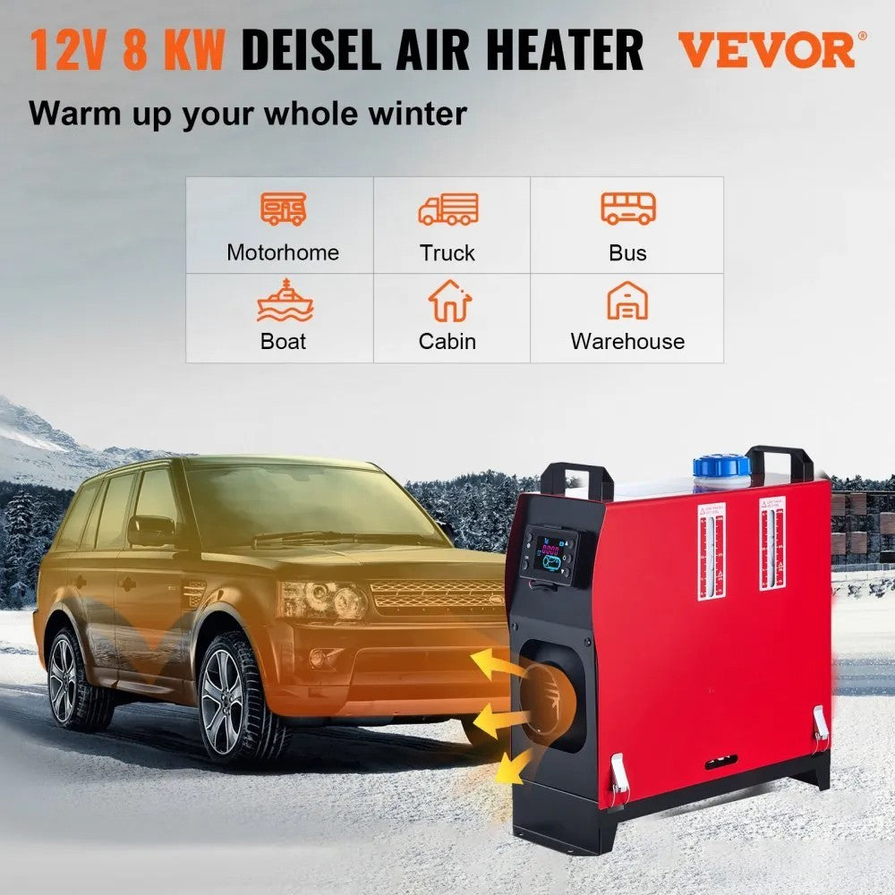 12V 8KW Diesel Air Heater with LCD Thermostat Monitor and Remote Control