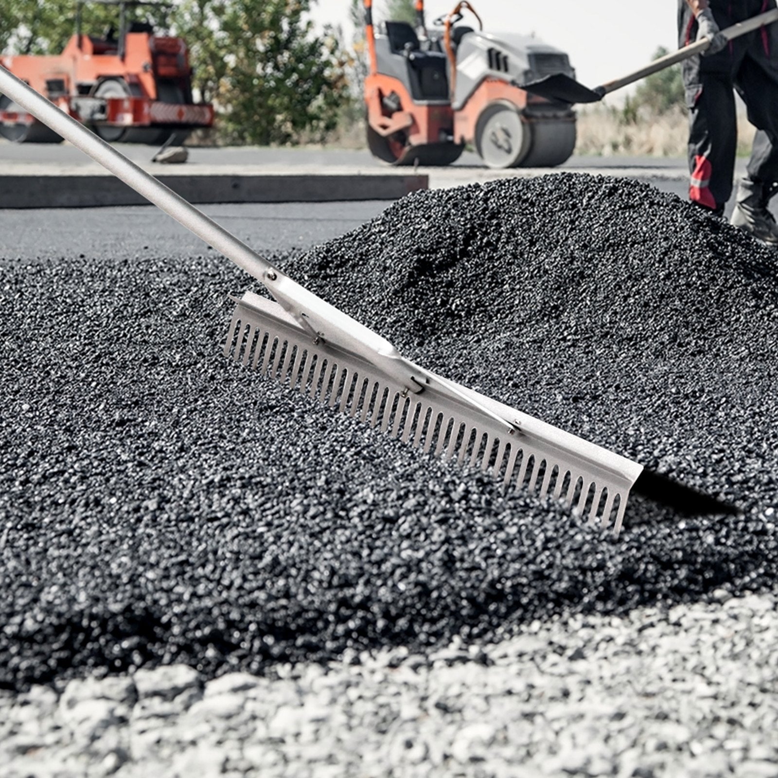 VEVOR Landscape Rake, 36" Head Aluminum Landscape Rake, Lake Weed Rake with 75" Long Handle, for Loosening Soil, Lawn Care, Weeding Lake, Garden, Pond