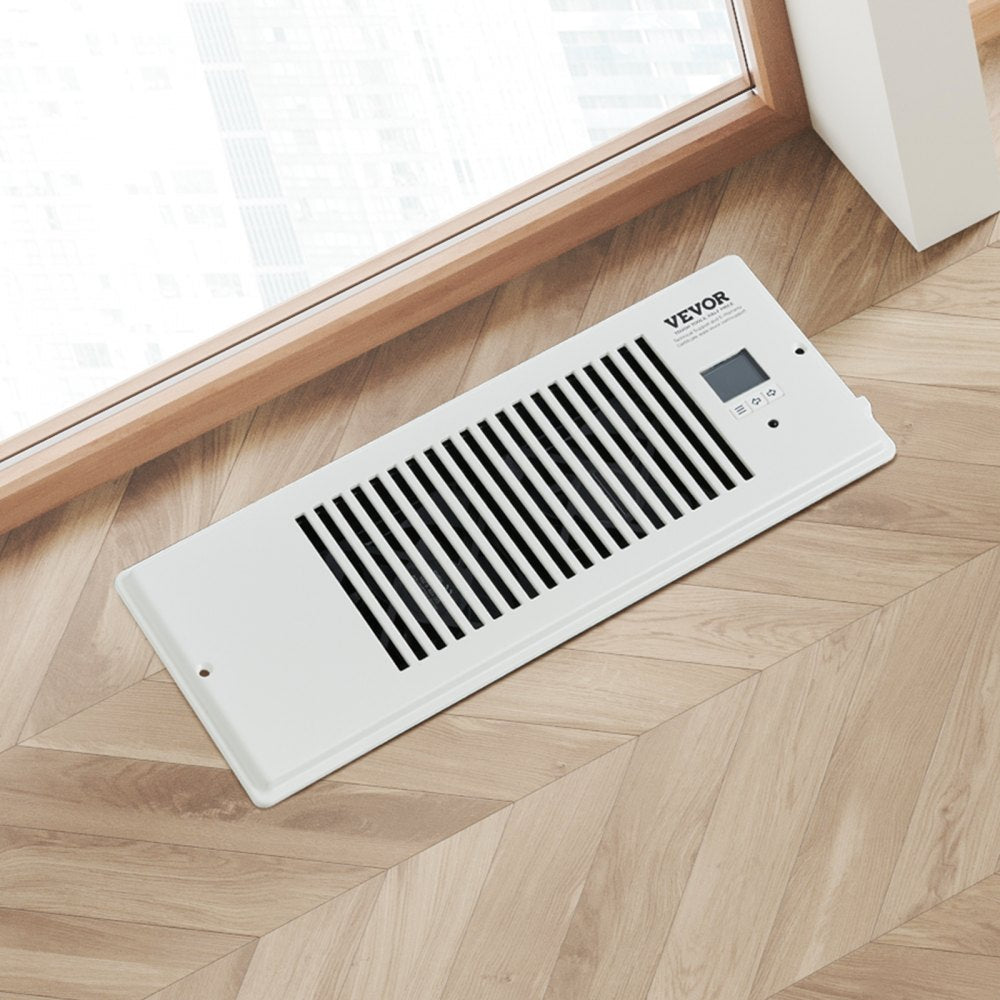 VEVOR Register Booster Fan, Quiet Vent Booster Fan Fits 4” x 12” Register Holes, with Remote Control and Thermostat Control, Adjustable Speed for Heating Cooling Smart Vent, White