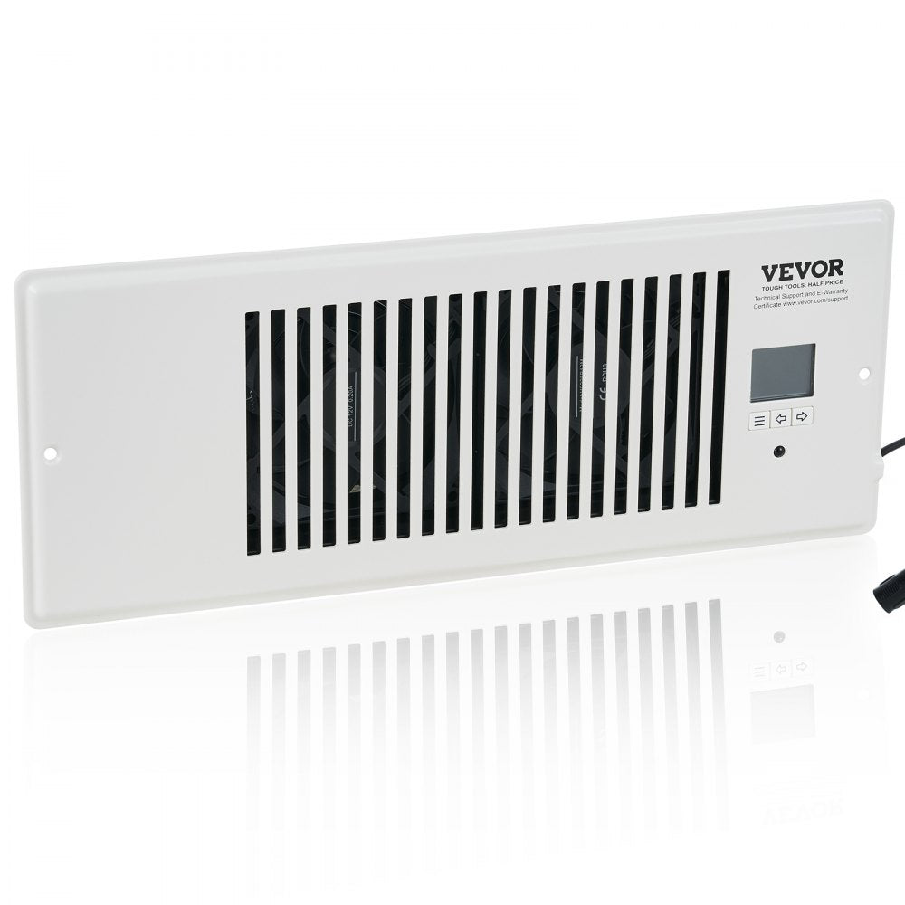 VEVOR Register Booster Fan, Quiet Vent Booster Fan Fits 4” x 12” Register Holes, with Remote Control and Thermostat Control, Adjustable Speed for Heating Cooling Smart Vent, White