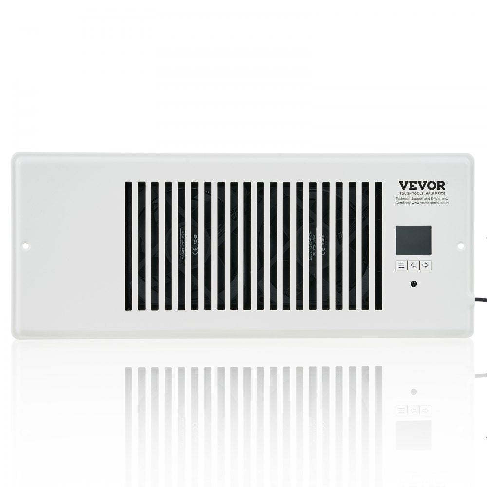 VEVOR Register Booster Fan, Quiet Vent Booster Fan Fits 4” x 12” Register Holes, with Remote Control and Thermostat Control, Adjustable Speed for Heating Cooling Smart Vent, White