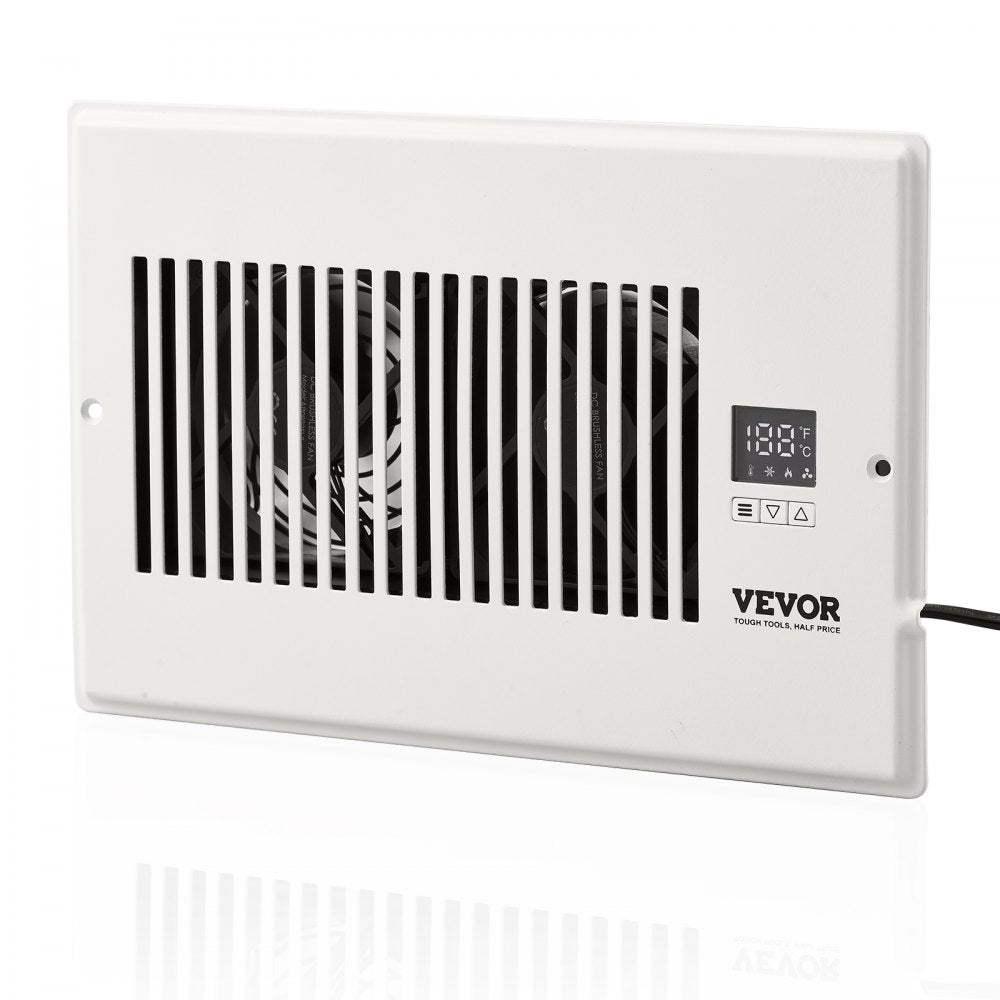 VEVOR Register Booster Fan, Quiet Vent Booster Fan Fits 6” x 10” Register Holes, with Remote Control and Thermostat Control, Adjustable Speed for Heating Cooling Smart Vent, White