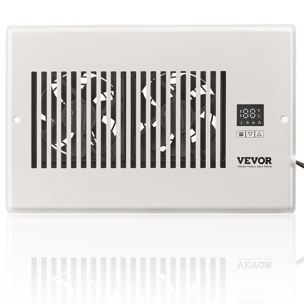 VEVOR Register Booster Fan, Quiet Vent Booster Fan Fits 6” x 10” Register Holes, with Remote Control and Thermostat Control, Adjustable Speed for Heating Cooling Smart Vent, White