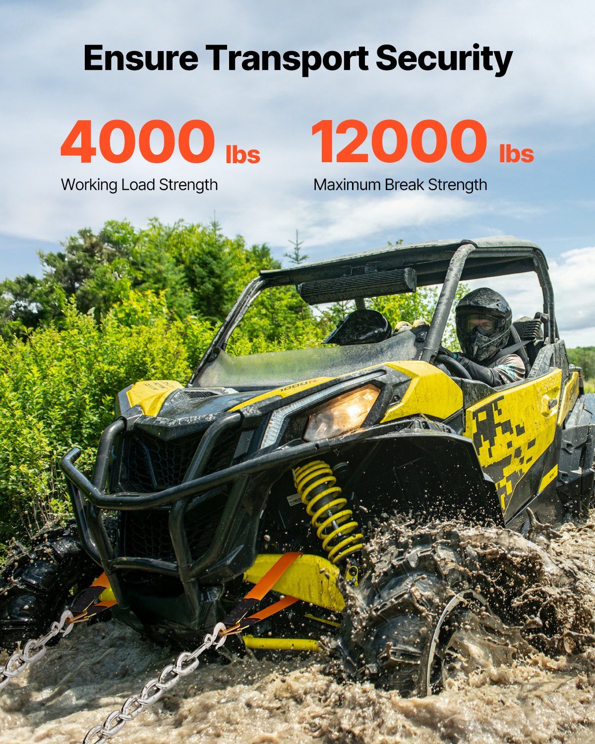 VEVOR Axle Straps Axle Tie Down Straps D Ring 2 in x 3.2 ft for Trailer Truck