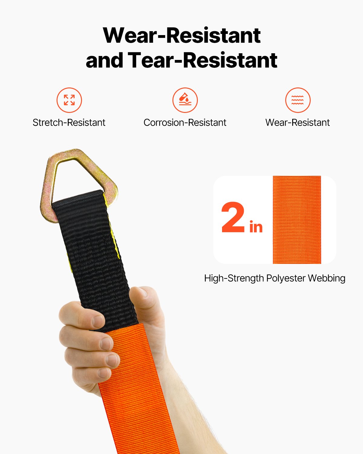 VEVOR Axle Straps Axle Tie Down Straps D Ring 2 in x 3.2 ft for Trailer Truck