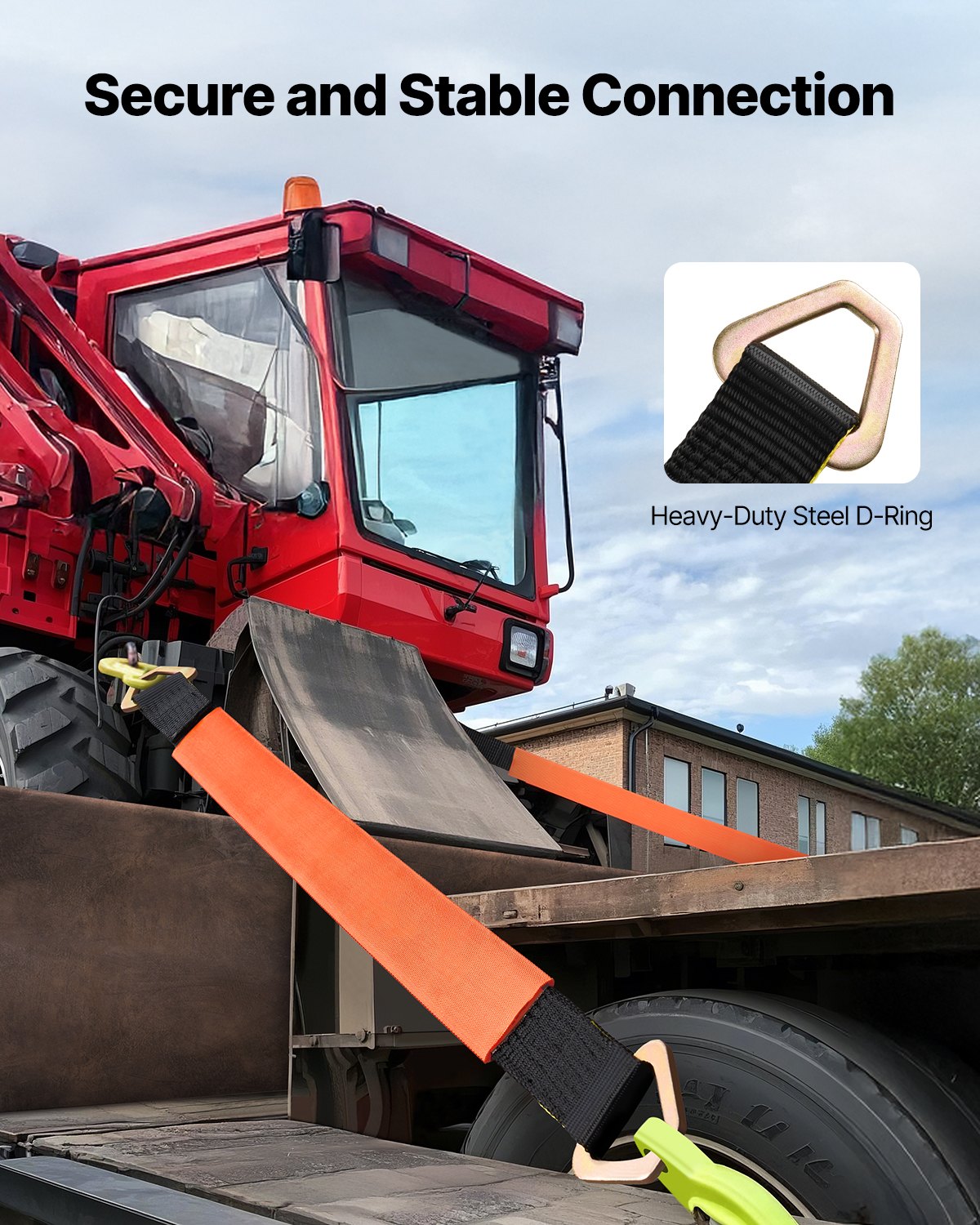 VEVOR Axle Straps Axle Tie Down Straps D Ring 2 in x 3.2 ft for Trailer Truck