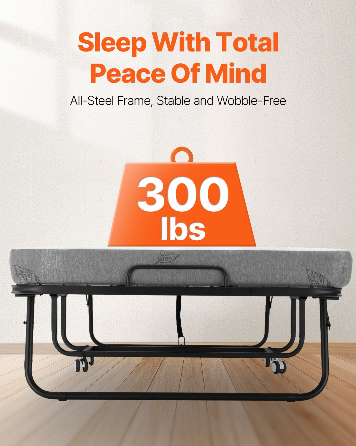 VEVOR Rollaway Bed Folding Bed with 4 in Foam Mattress for Adults and Guest