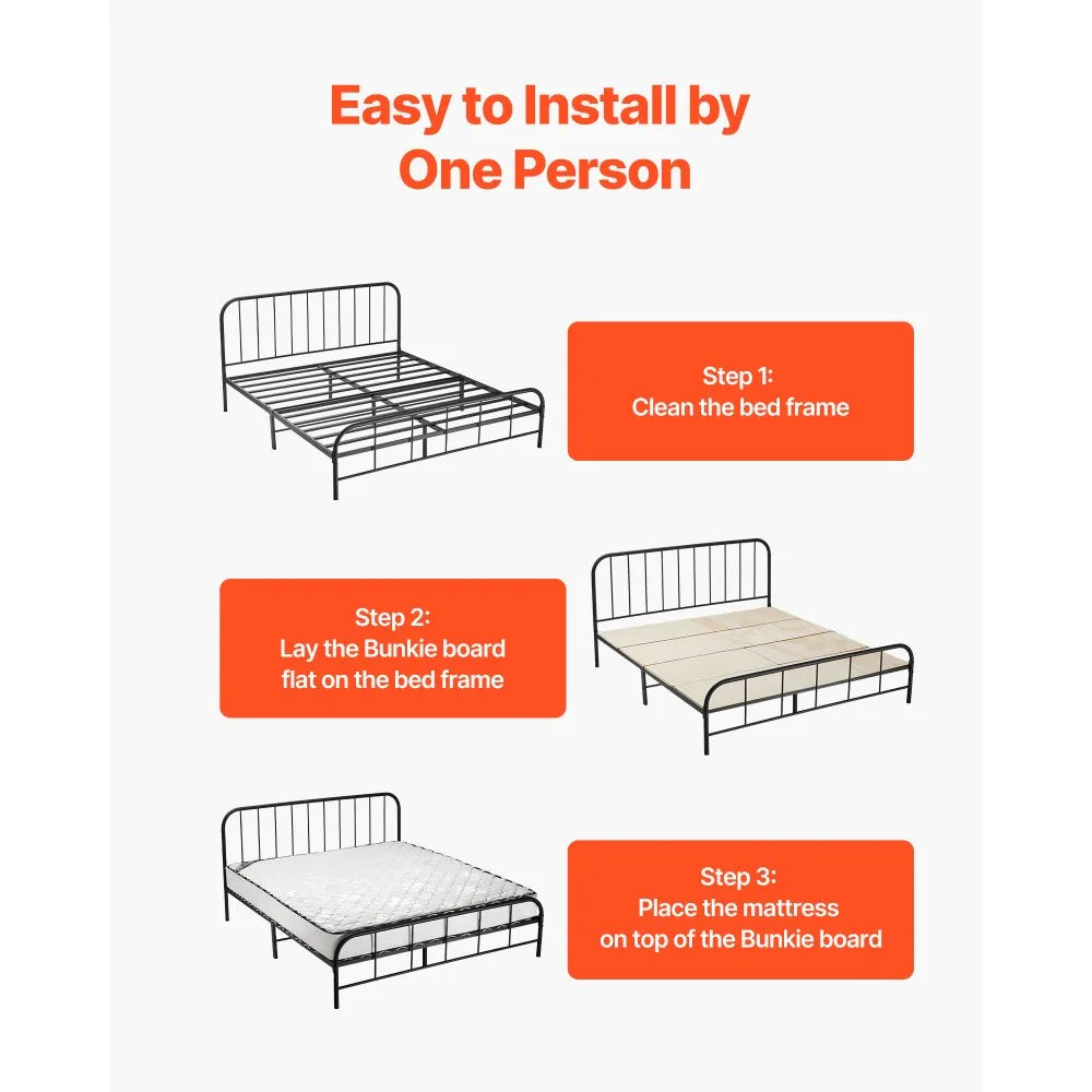 VEVOR Full Size Bunkie Board 0.4" Foldable Bed Board Slats with Connection 8 Pcs