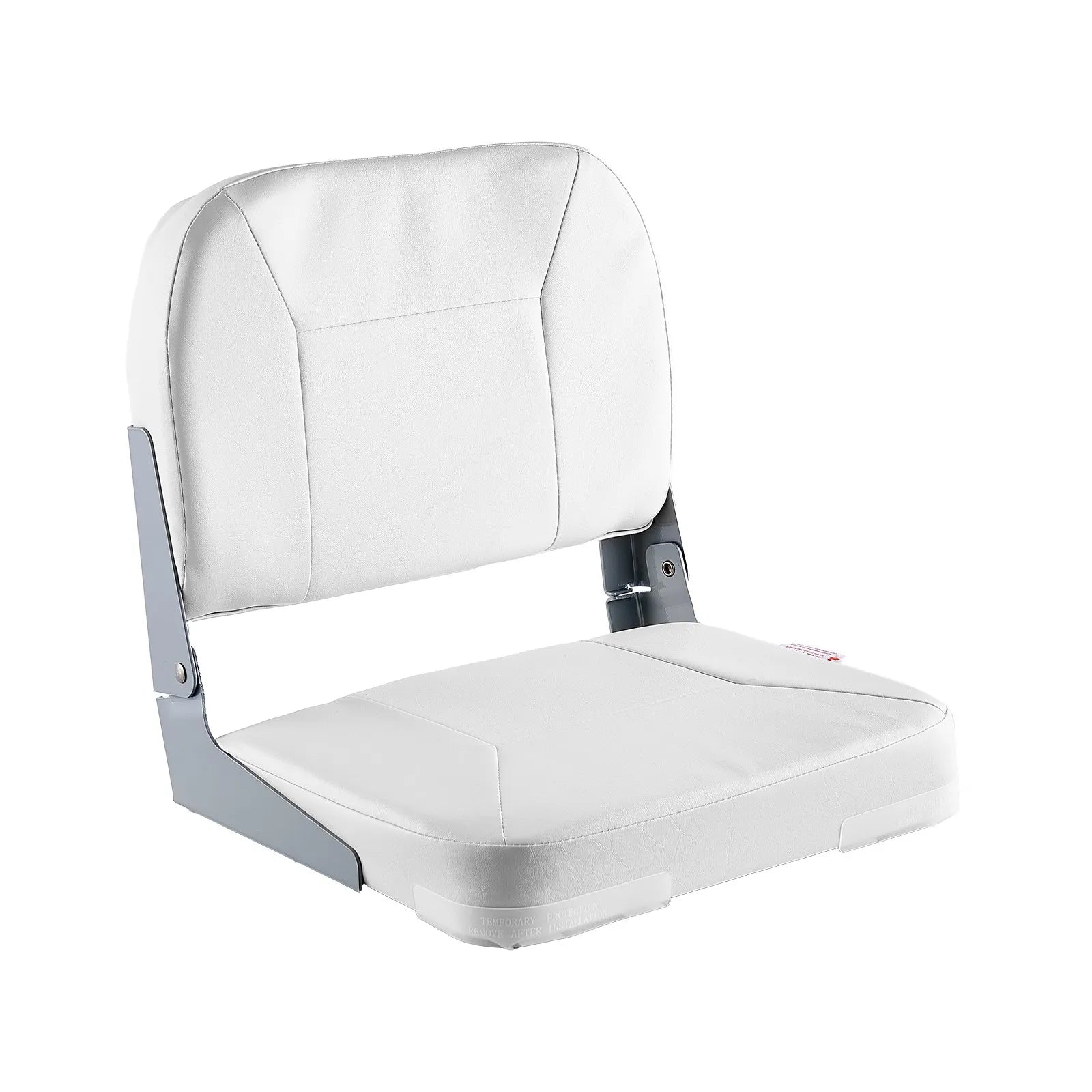VEVOR Boat Seat, Low Backrest, Folding Fishing Boat Seat with Thickened Sponge Cushion & Waterproof PVC Leather, Aluminum Alloy Hinges, Flip Up Boat Seat for Fishing Boats, Yachts, Ships, White