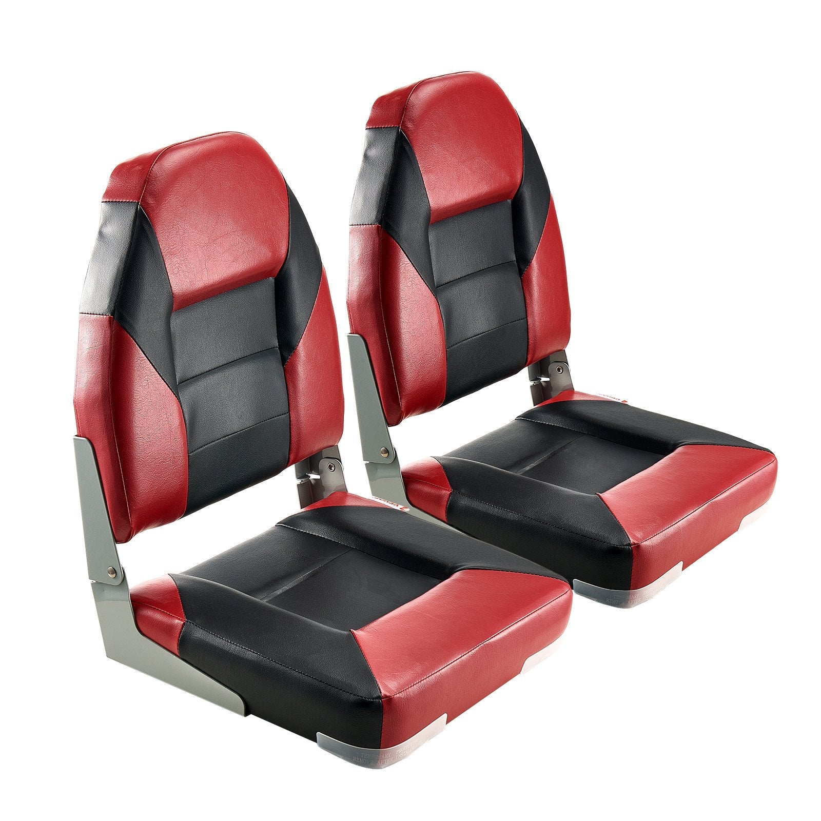 VEVOR Boat Seat High Backrest Folding Boat Seat Sponge Cushion Black & Red