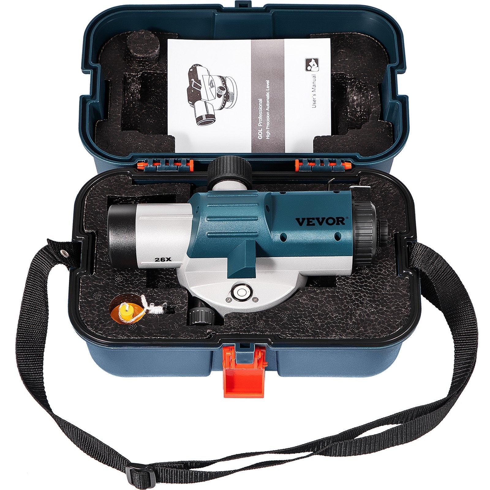 VEVOR Automatic Optical Level, 26X, 40?mm Aperture Auto Level Kit with Magnetic Dampened Compensator and Transport Lock, Height Distance Angle Measuring Tool w/ Hard Plastic Case, IP54 Waterproof