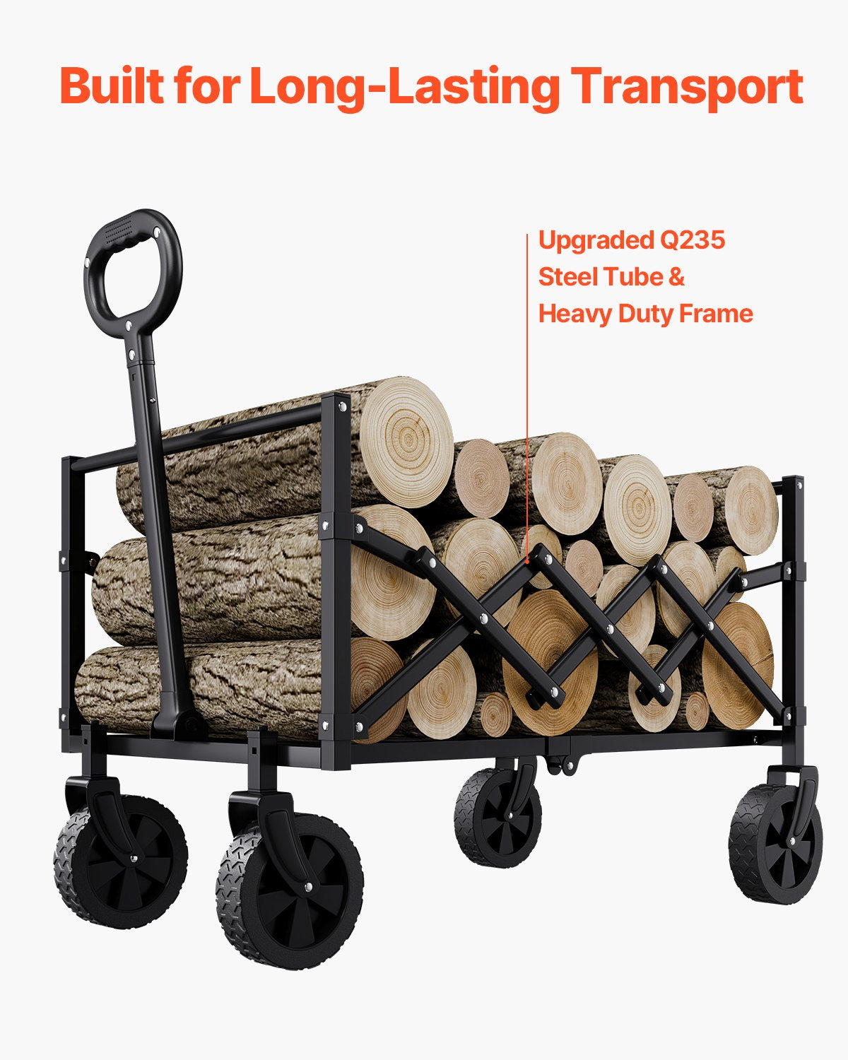 VEVOR Collapsible Wagon Carts 120L & 225LBS Heavy Duty Folding Garden Cart Black