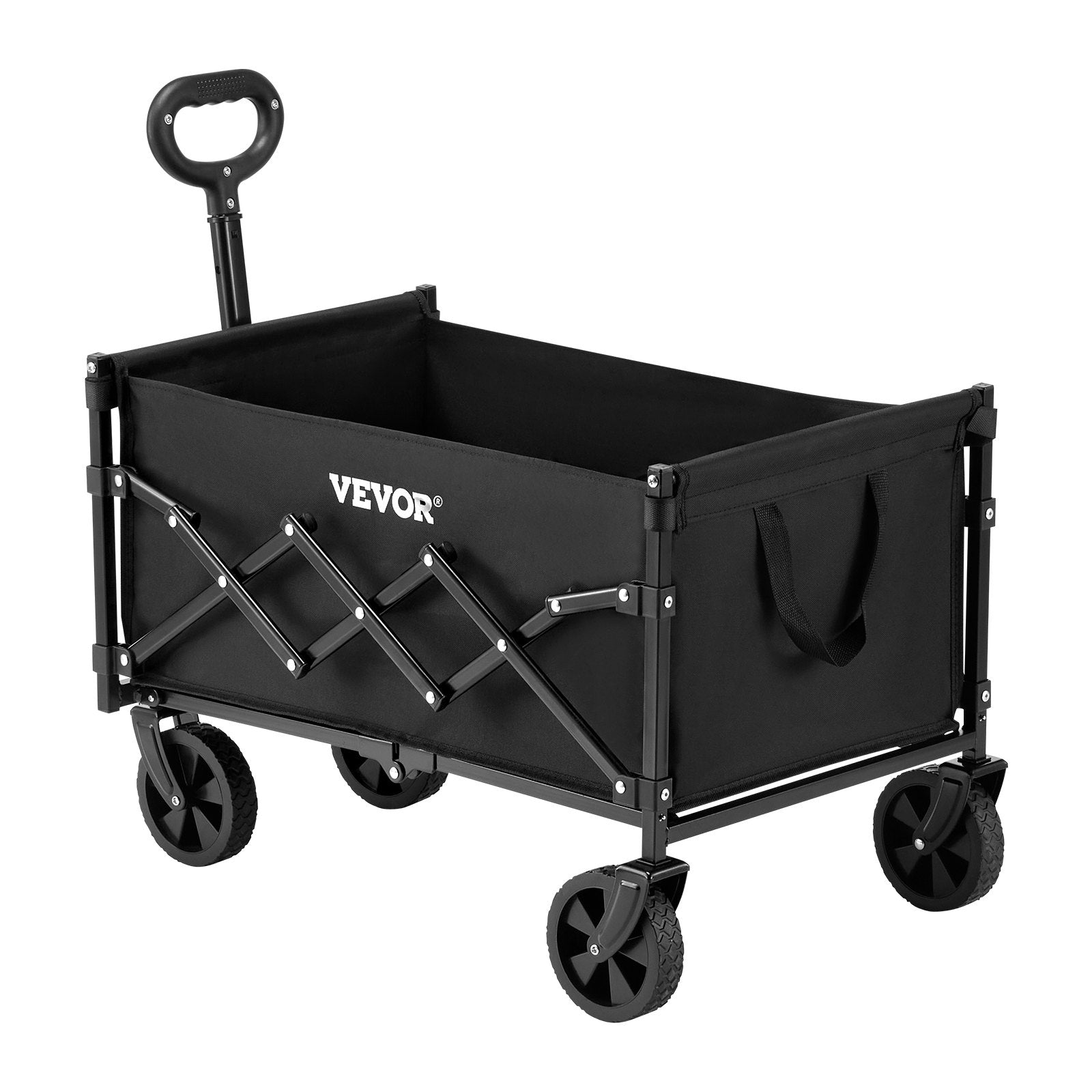 VEVOR Collapsible Wagon Carts 120L & 225LBS Heavy Duty Folding Garden Cart Black