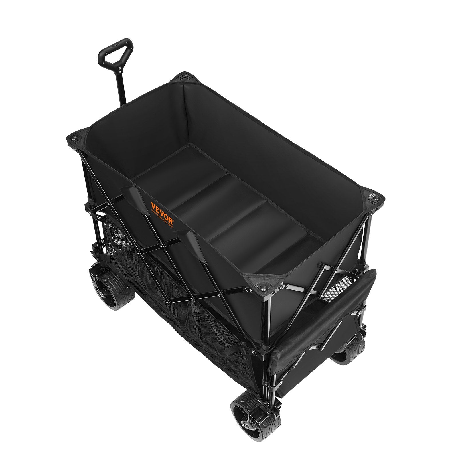 Foldable Double Decker Wagon, 400L Collapsible Wagon Cart with All-Terrain Wheels, Heavy Duty Folding Wagon Cart 350 lbs Weight Capacity for Camping, Shopping, Garden, 52" Extra Long Extender
