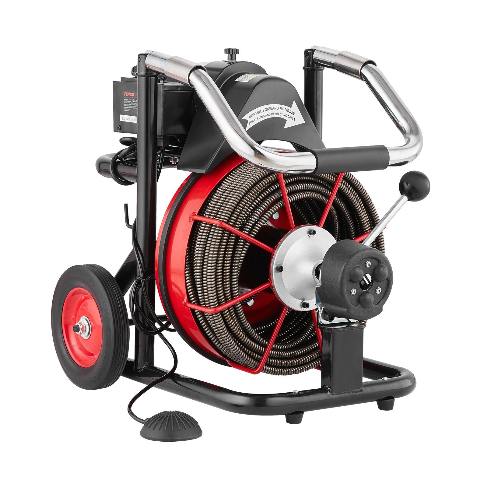 VEVOR Drain Cleaner Machine Electric Drain Auger 100FT x 1/2 In Auto Feed