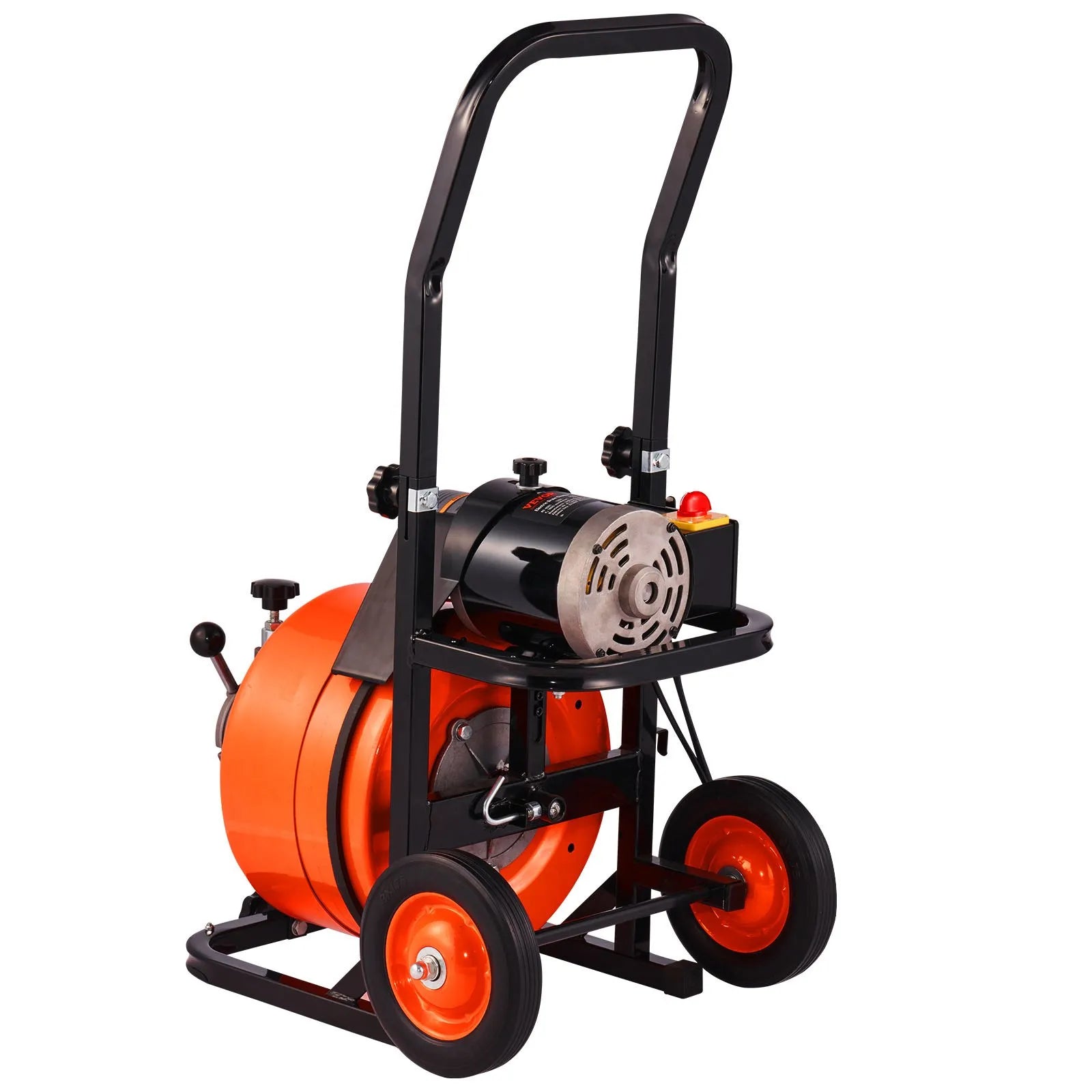 VEVOR Drain Cleaner Machine 75 FT X 1/2 Inch, Sewer Snake Machine Auto Feed, Drain Cleaning Machine with 4 Cutter & Air-Activated Foot Switch for 1" to 4" Pipes