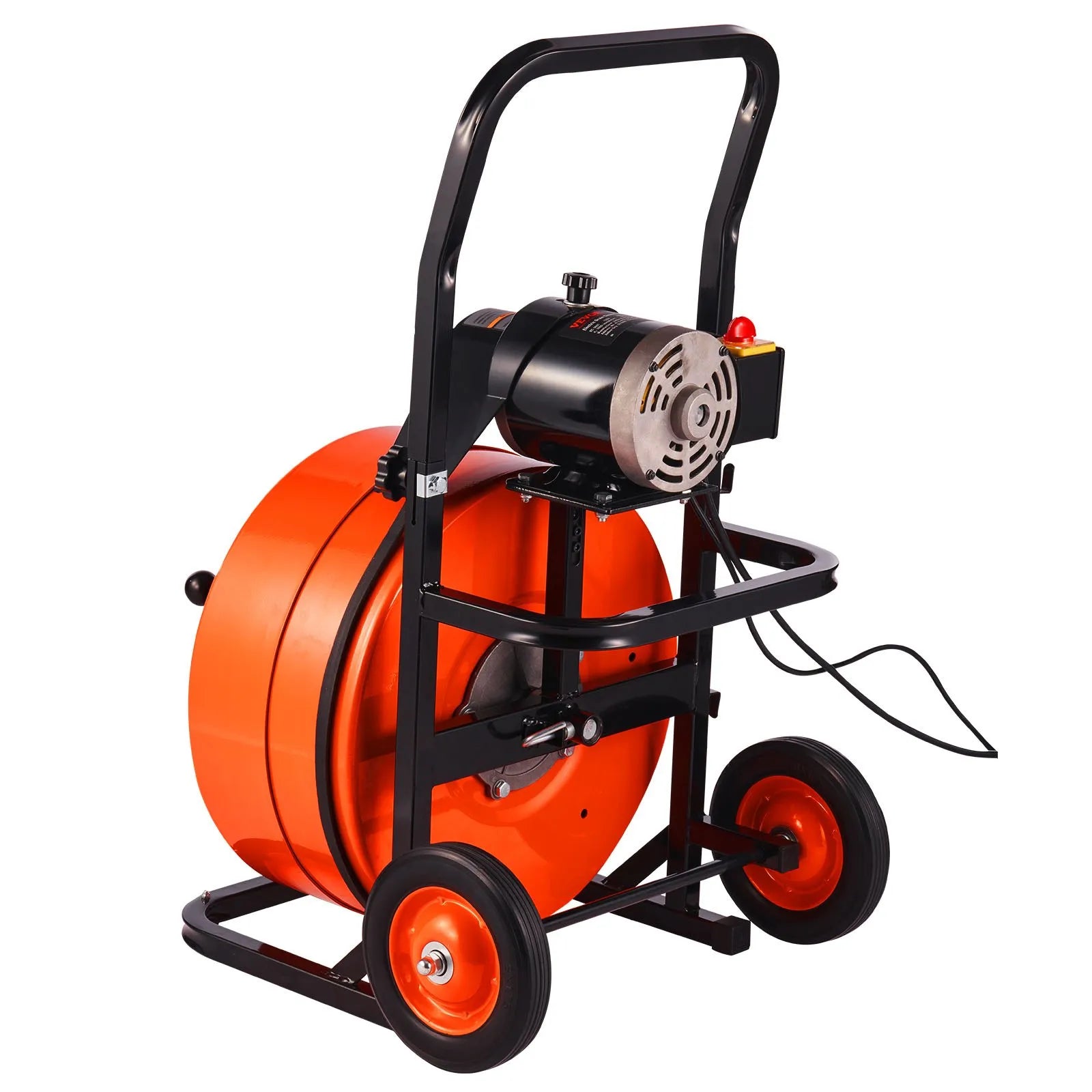 VEVOR Drain Cleaning Machine 100FT x 3/4 Inch, Sewer Snake Machine Auto Feed, Drain Auger Cleaner with 4 Cutter & Air-Activated Foot Switch for 1" to 4" Pipes