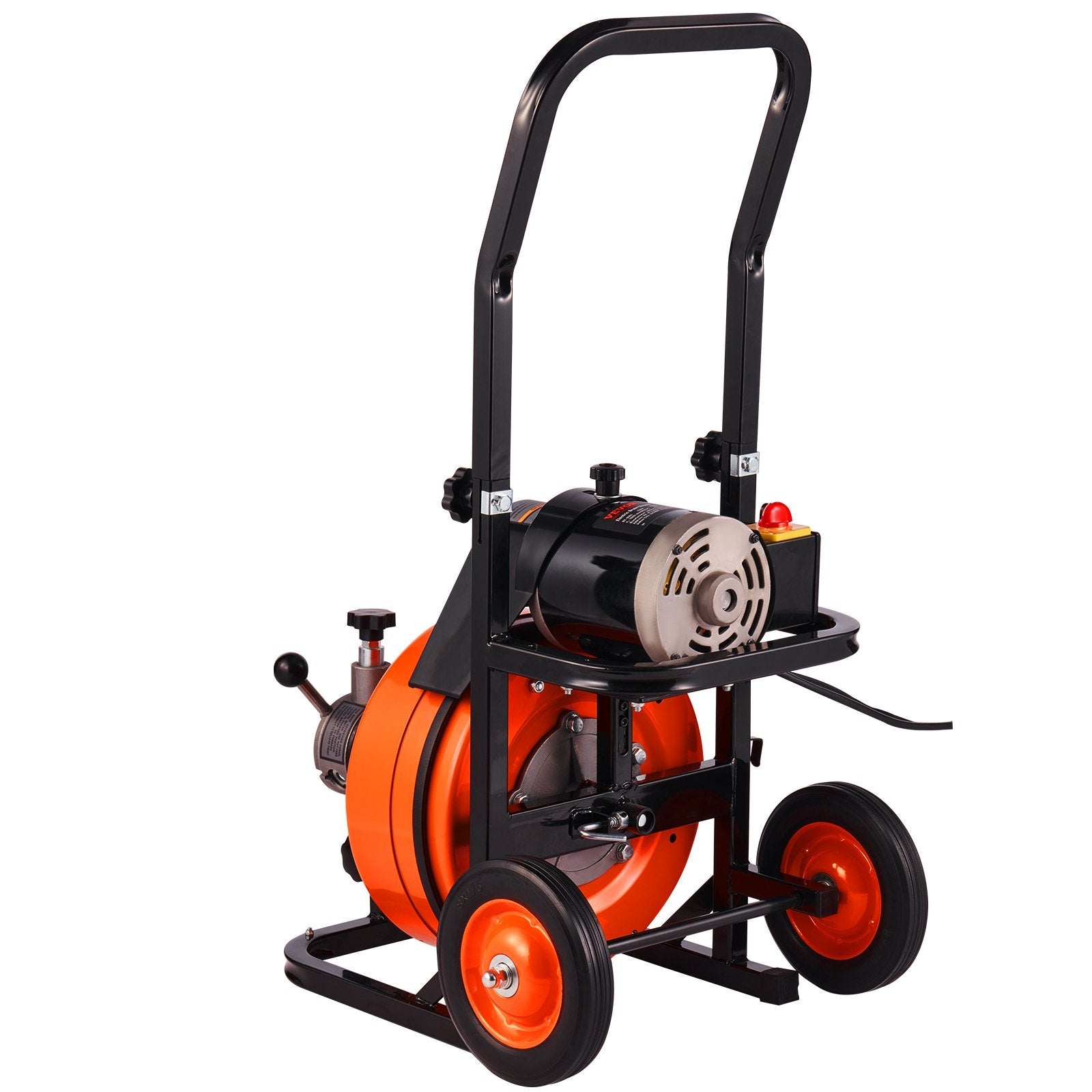 VEVOR Drain Cleaner Machine 75Ft X 3/8 Inch, Sewer Snake Machine Auto Feed, Drain Cleaning Machine with 4 Cutter & Air-activated Foot Switch for 1" to 4" Pipes