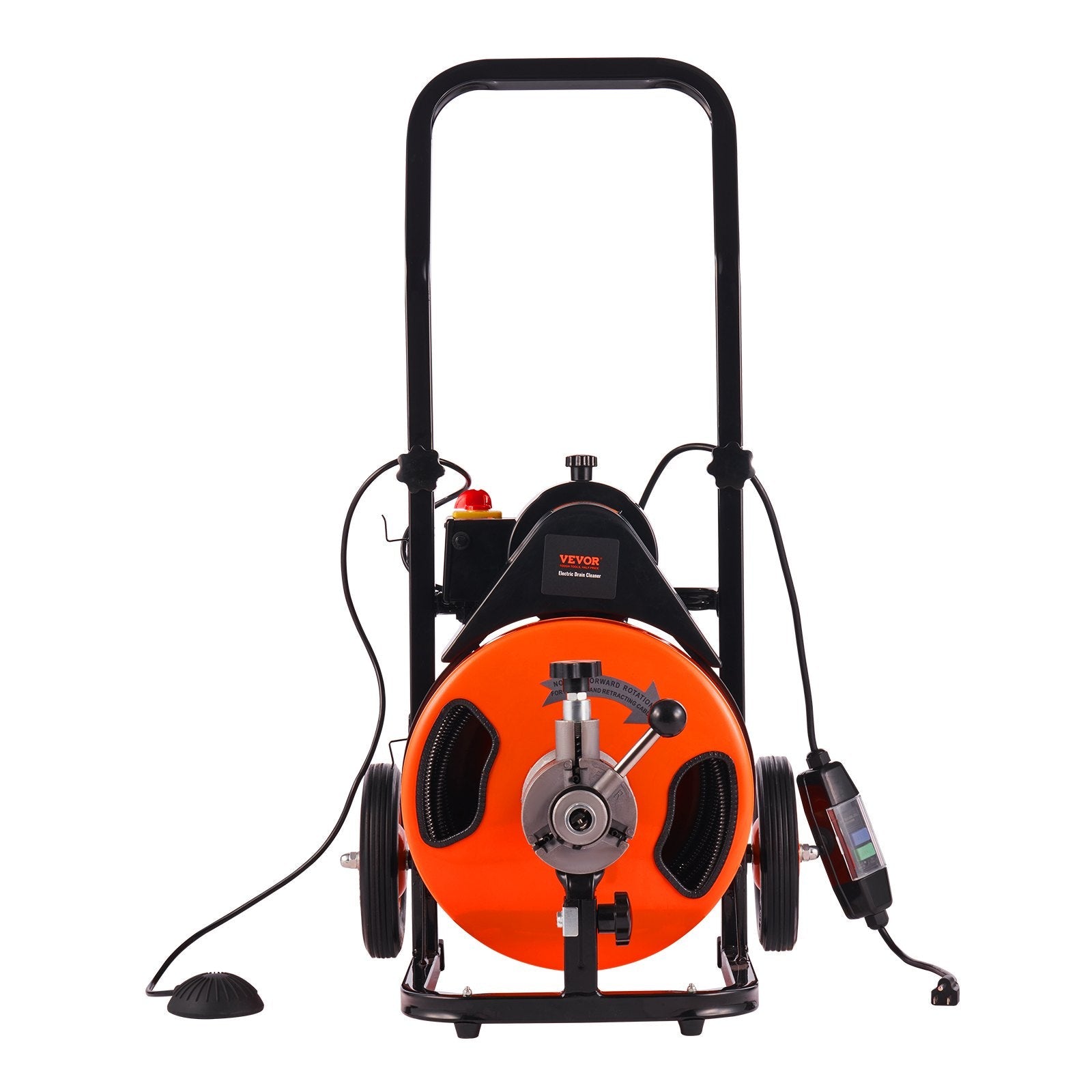 VEVOR Drain Cleaner Machine 75Ft X 3/8 Inch, Sewer Snake Machine Auto Feed, Drain Cleaning Machine with 4 Cutter & Air-activated Foot Switch for 1" to 4" Pipes