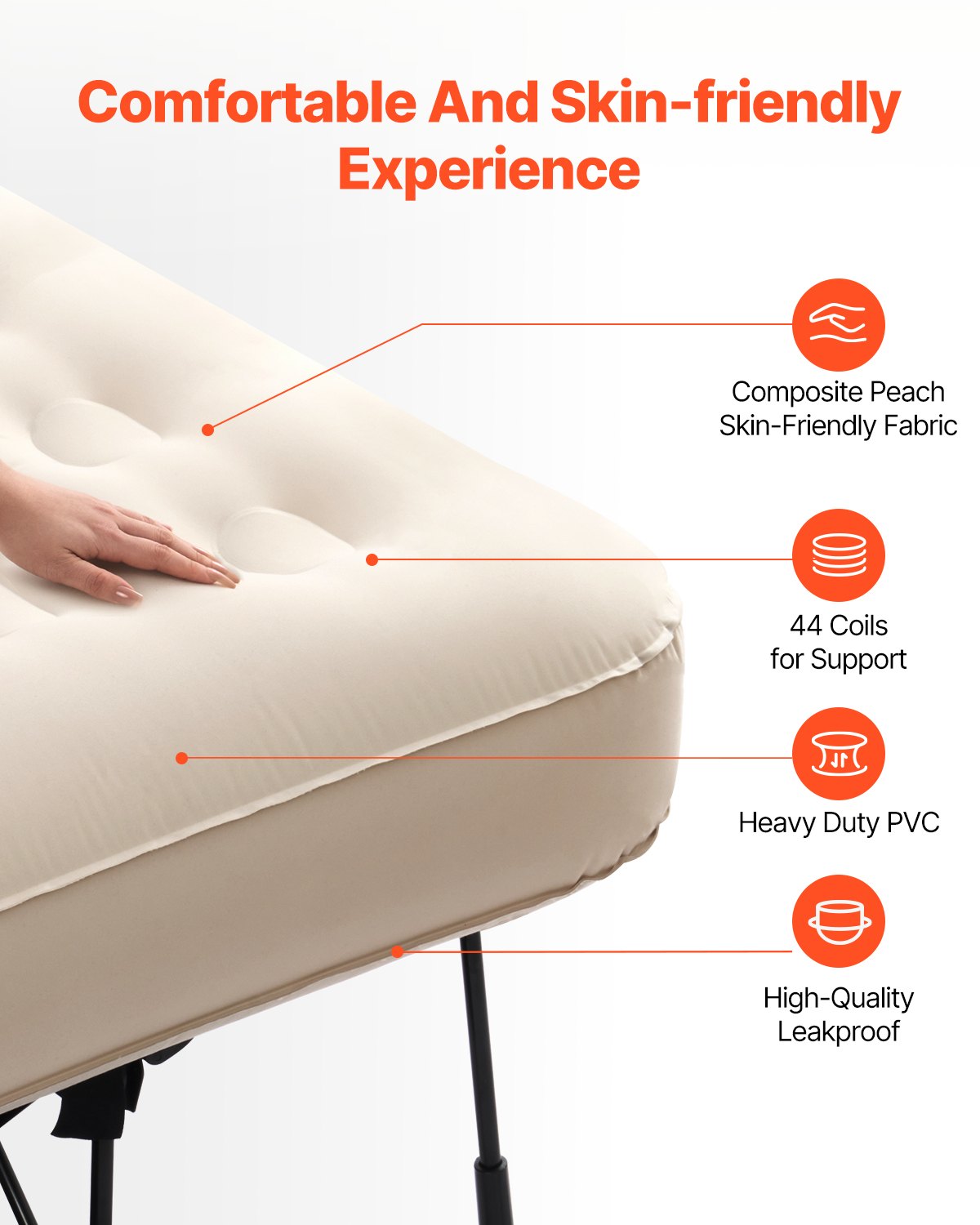 VEVOR Air Mattress with Frame & Pump 2 Person Inflatable Camping Cot 600lbs