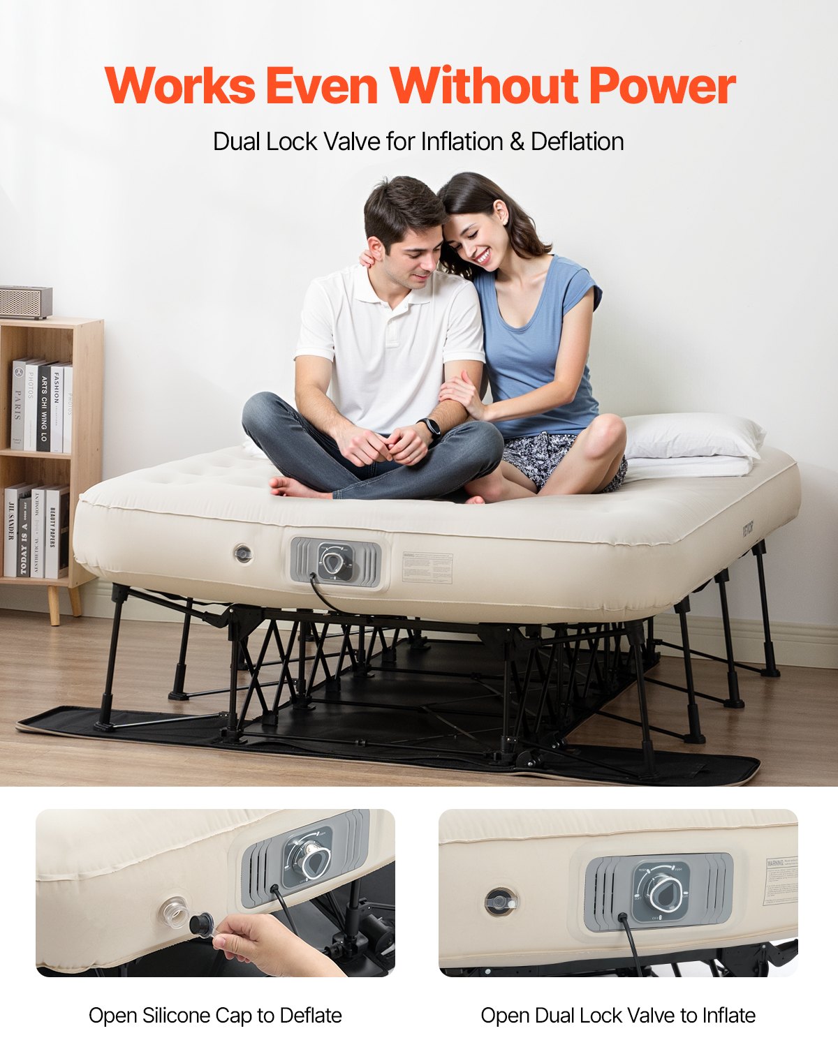 VEVOR Air Mattress with Frame & Pump 2 Person Inflatable Camping Cot 600lbs