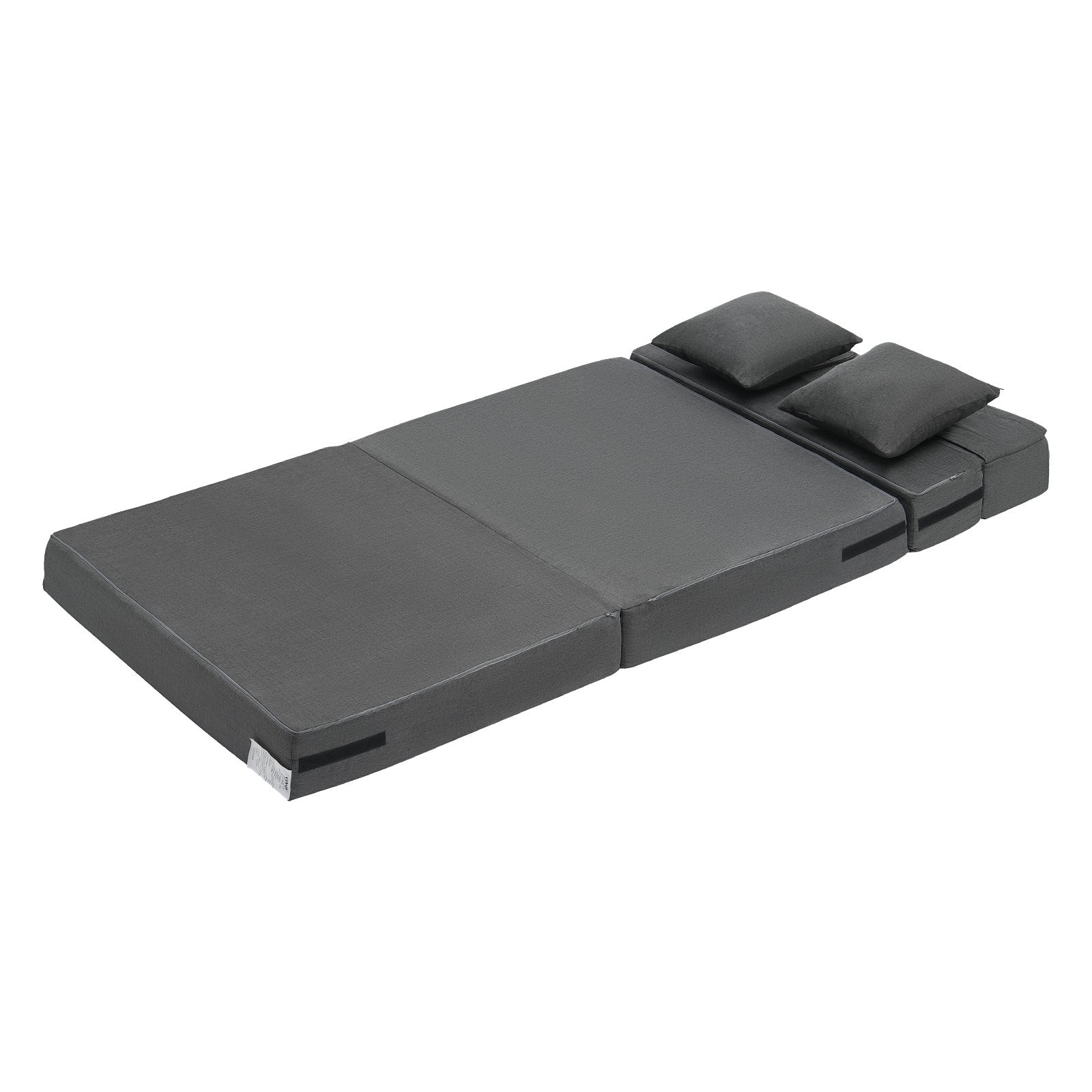 VEVOR Folding Sofa Bed 3-in-1 Foldable Couch Bed with 2 Pillows Dark Grey Twin
