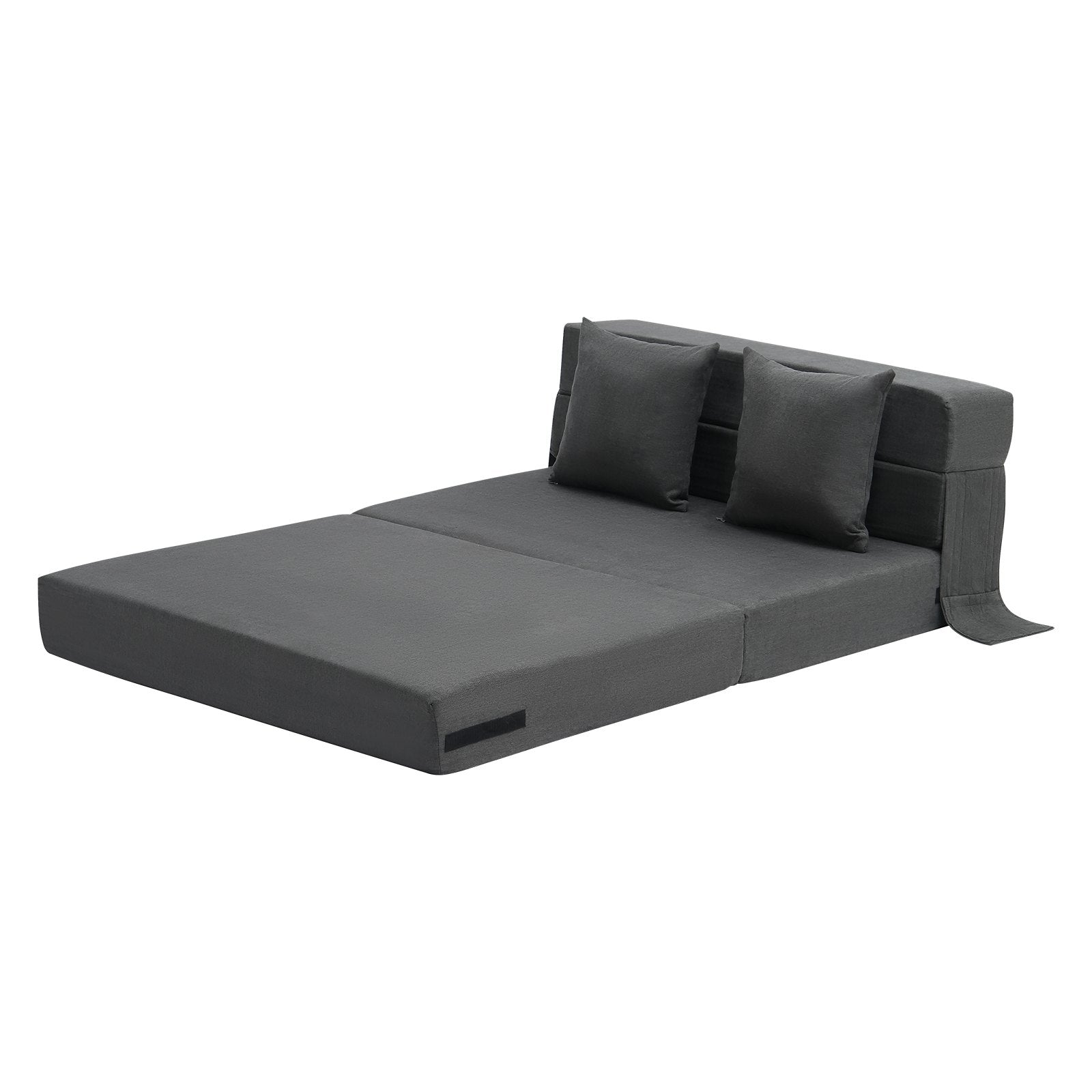 VEVOR Folding Sofa Bed 3-in-1 Foldable Couch Bed with 2 Pillows Dark Grey Twin