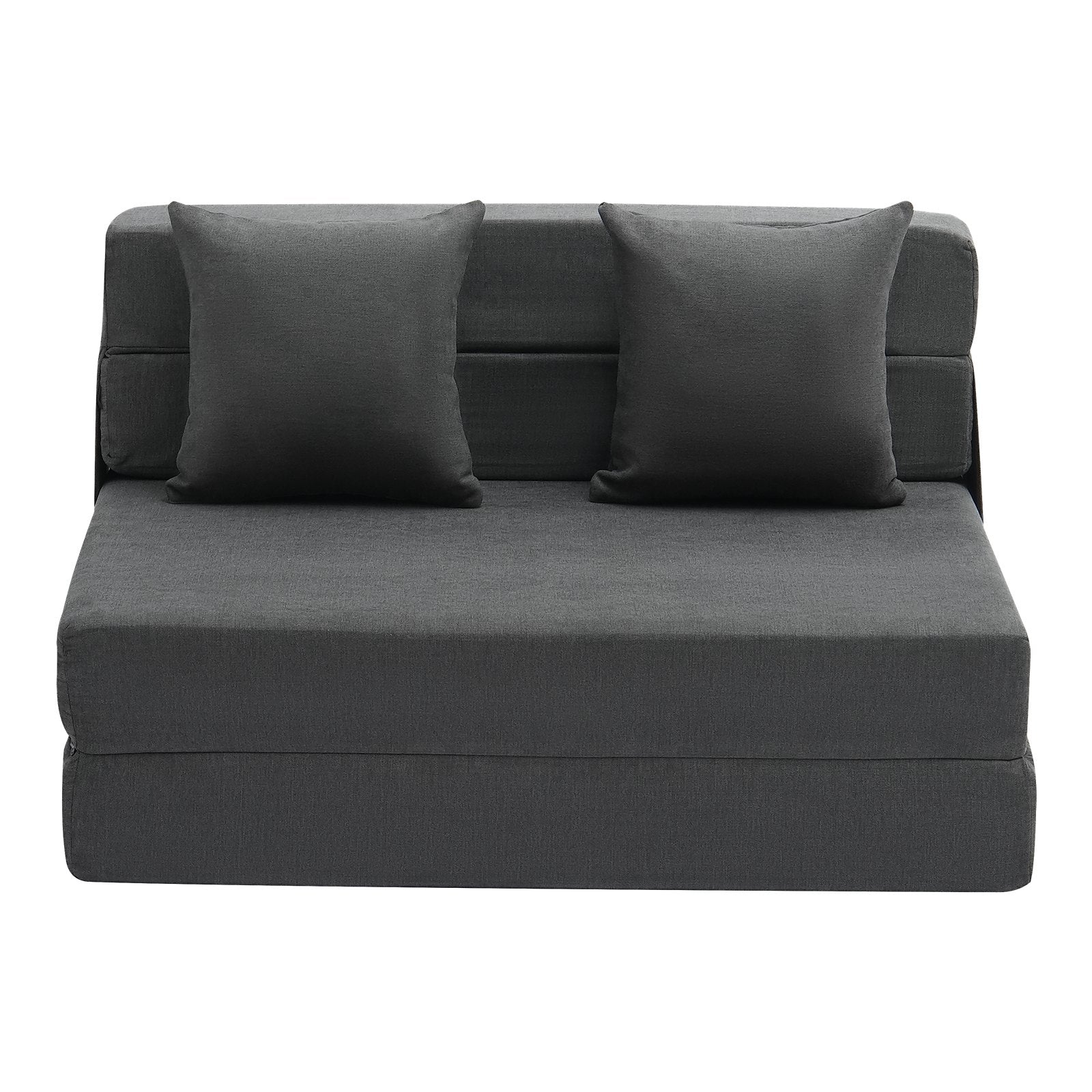 VEVOR Folding Sofa Bed 3-in-1 Foldable Couch Bed with 2 Pillows Dark Grey Twin