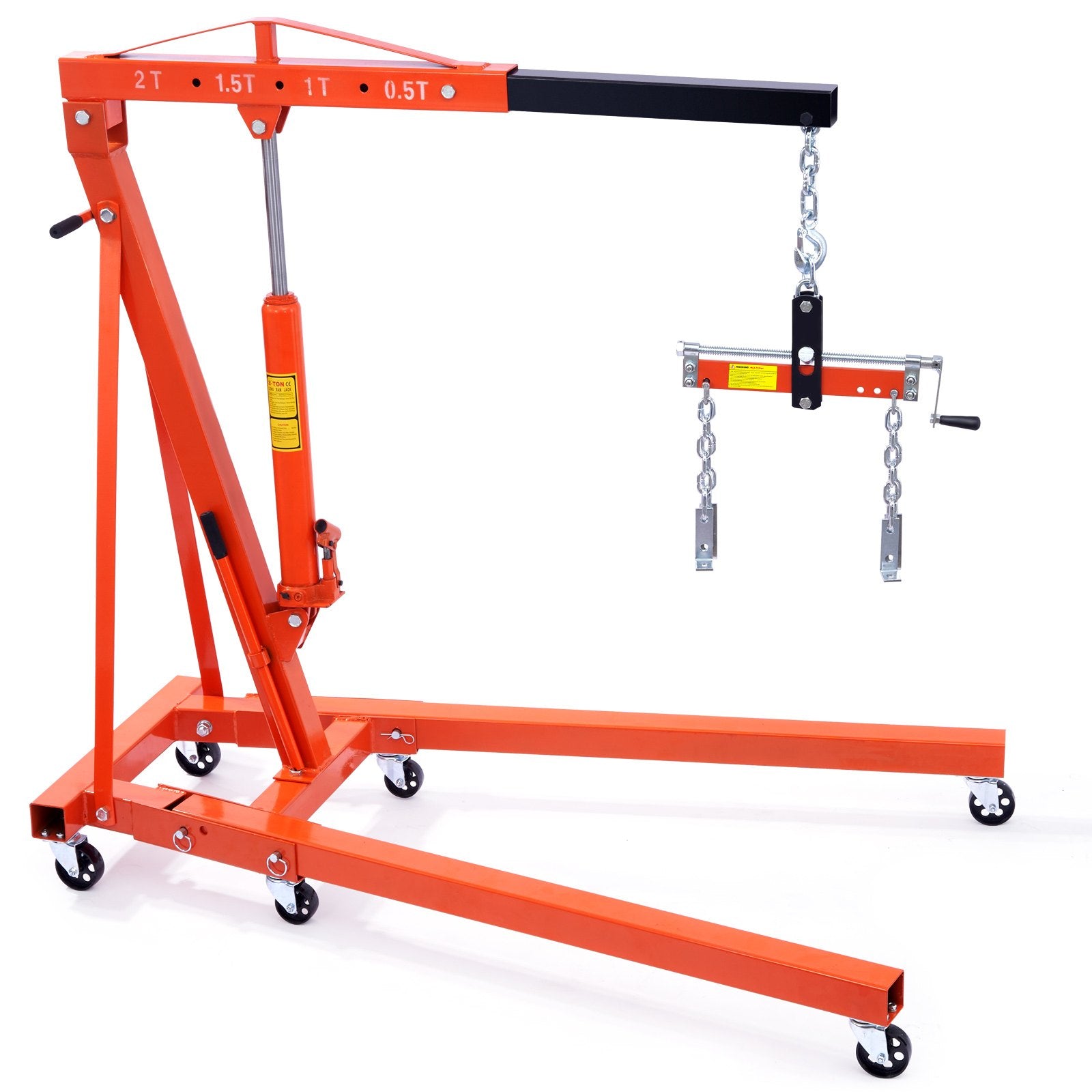 VEVOR Hydraulic Engine Hoist with Lever, 2 Ton/4400 LBS Heavy-duty Cherry Picker Shop Crane, Foldable Engine Crane and Engine Hoist leveler for Auto Repair, Motors, Weights Lifting, Loading
