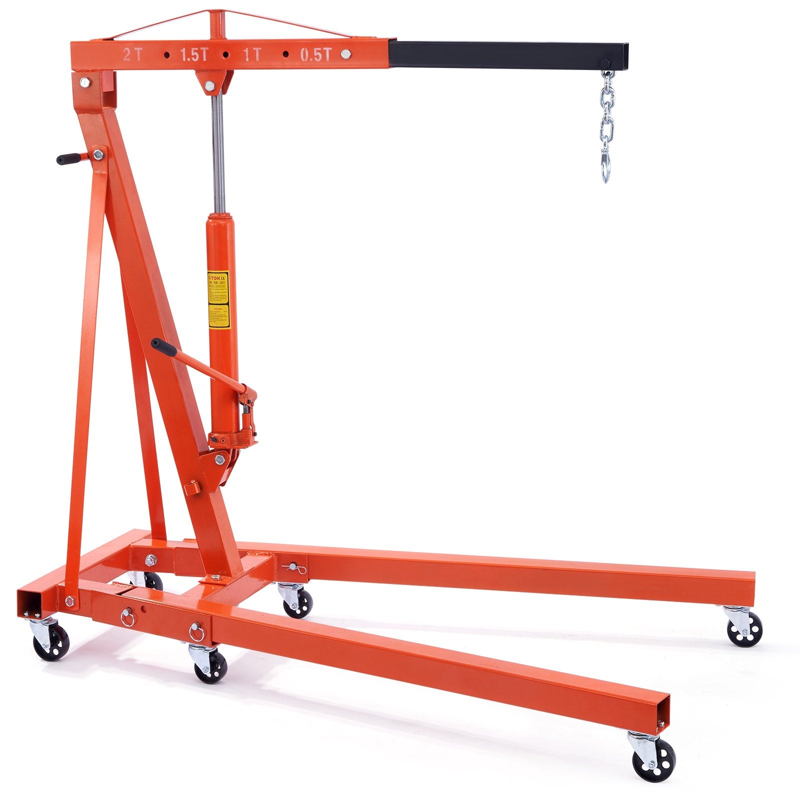 VEVOR Hydraulic Engine Hoist with Lever, 2 Ton/4400 LBS Heavy-duty Cherry Picker Shop Crane, Foldable Engine Crane and Engine Hoist leveler for Auto Repair, Motors, Weights Lifting, Loading