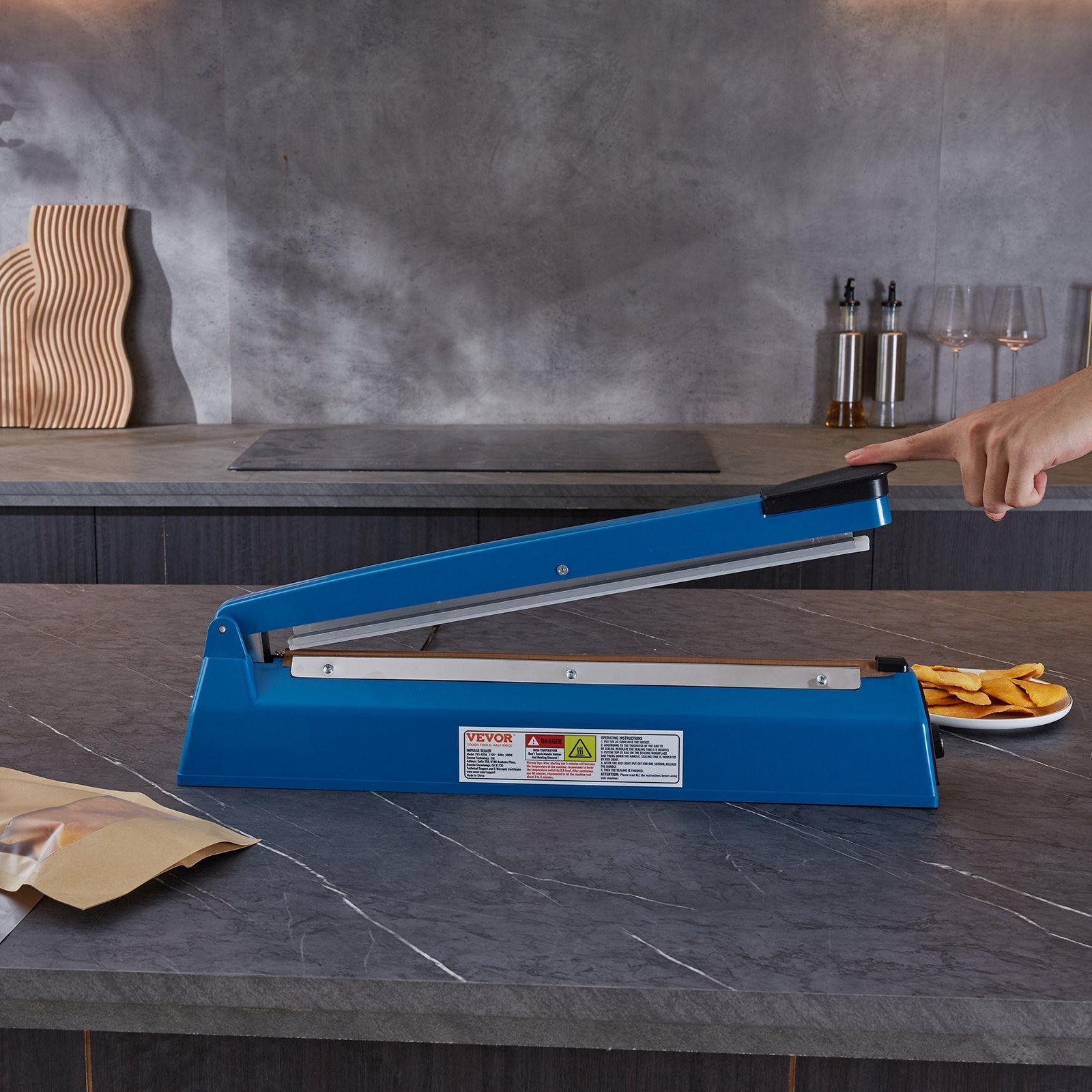 VEVOR Impulse Sealer 16 inch, Manual Heat Seal Machine with Adjustable Heating Mode, ABS Shrink Wrap Bag Sealers for Plastic Mylar PE PP Bags, Portable Poly Bag Sealing Machine with Extra Replace Kit