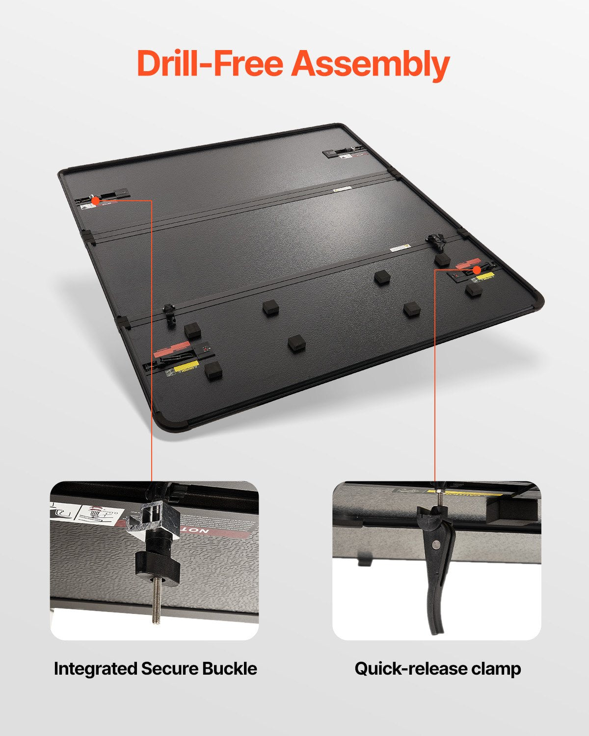 VEVOR Tri-Fold Truck Bed Tonneau Cover, Compatible with 2014-2024 Toyota Tundra (NOT FIT Trail Special Edition with Storage Boxes), Fleetside 5.5' (67") Short Bed 2023, 400 lbs Load Capacity, Black