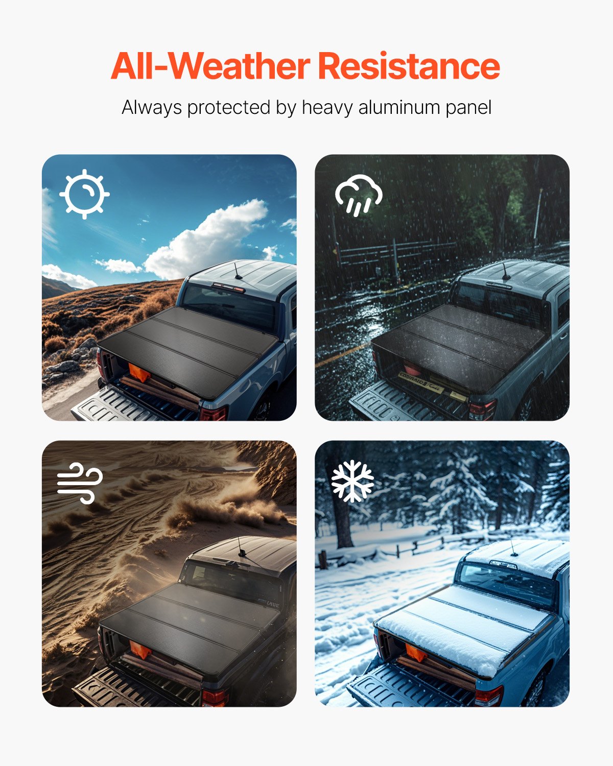 VEVOR Tri-Fold Truck Bed Tonneau Cover, Compatible with 2016-2023 Toyota Tacoma, 5' (60.5") Bed, Only Fit 5.0' x 4.6' (60.5" x 55.0") Inside Bed, 400 lbs Load Capacity, LED Light, Quick Folding, Black