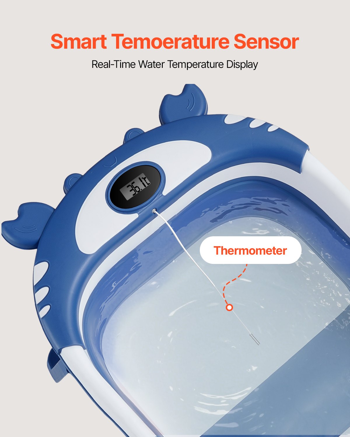 VEVOR Portable Baby Bathtub Durable Baby Bath Tub with Thermometer for Toddlers